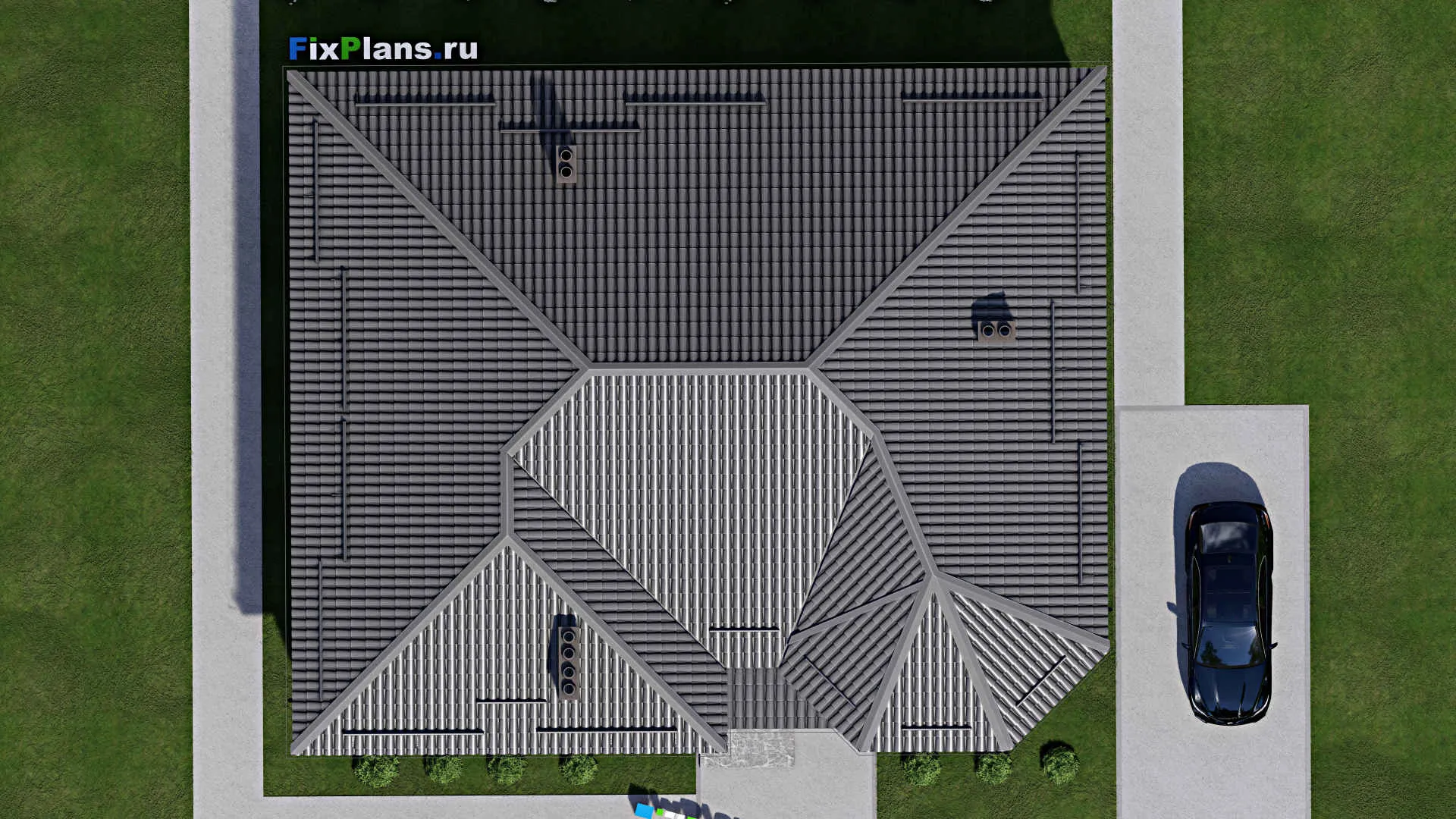 F-3248 - План одноэтажного дома 14 на 17, площадью 170 м² с 3 спальнями