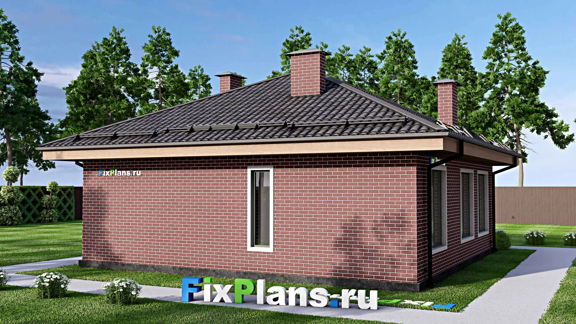 F-13823 - Проект одноэтажного дома 11 на 12, площадью 90 м² с 2 спальнями