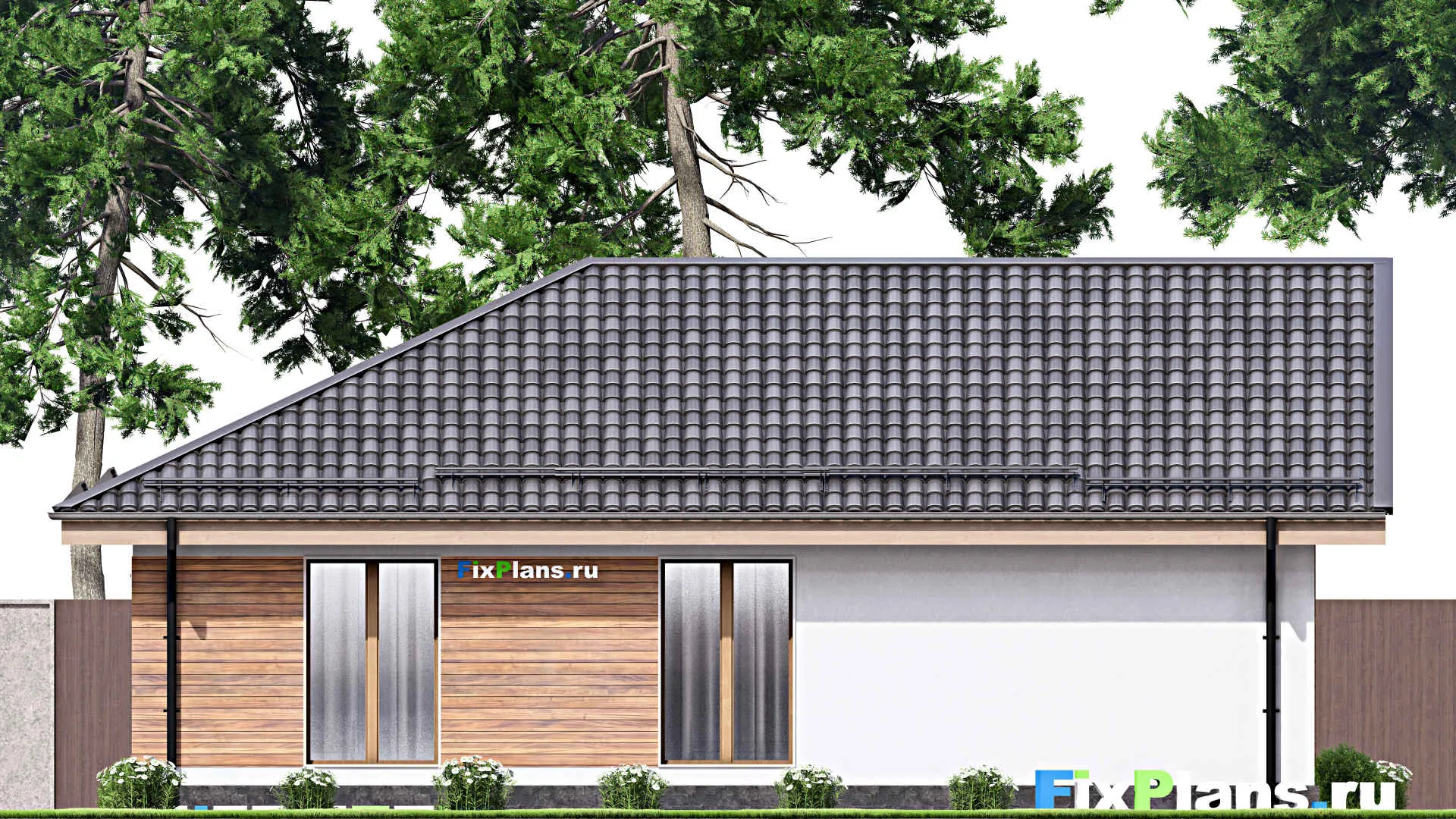 F-12590 - Проект одноэтажного дома 12 на 13, площадью 110 м² с 3 спальнями