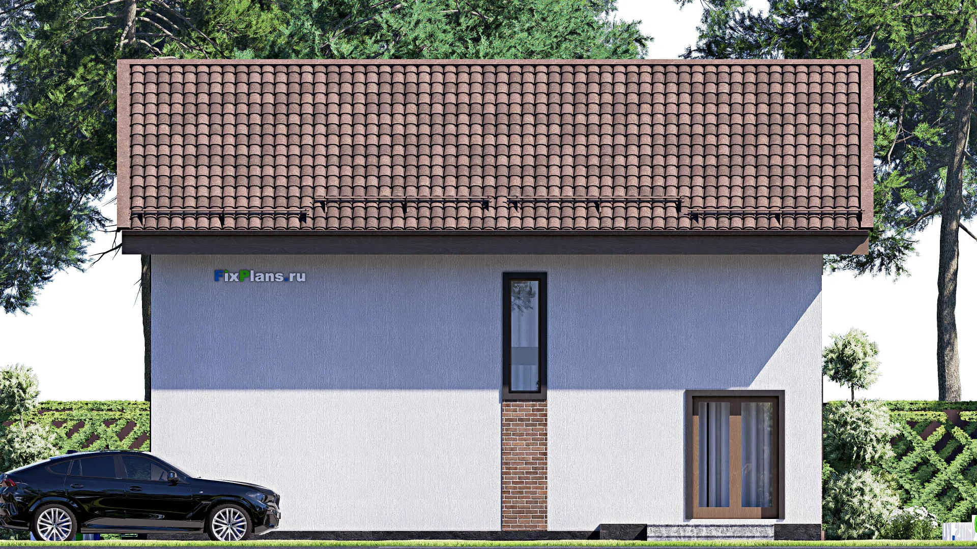 F-17603 - Планы дома с мансардой 11 на 12, площадью 150 м² с террасой и 2 спальнями