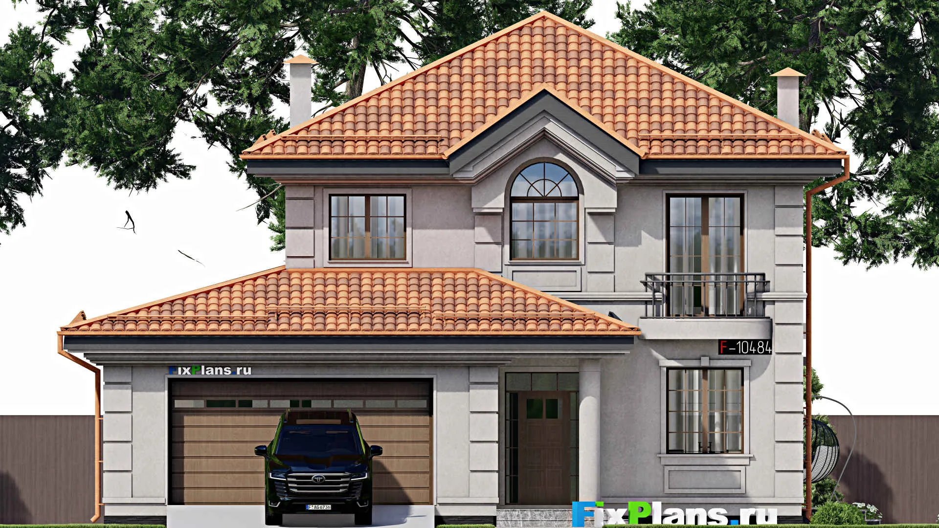 F-10484 - Проект двухэтажного дома 14 на 15, площадью 220 м² с 4 спальнями