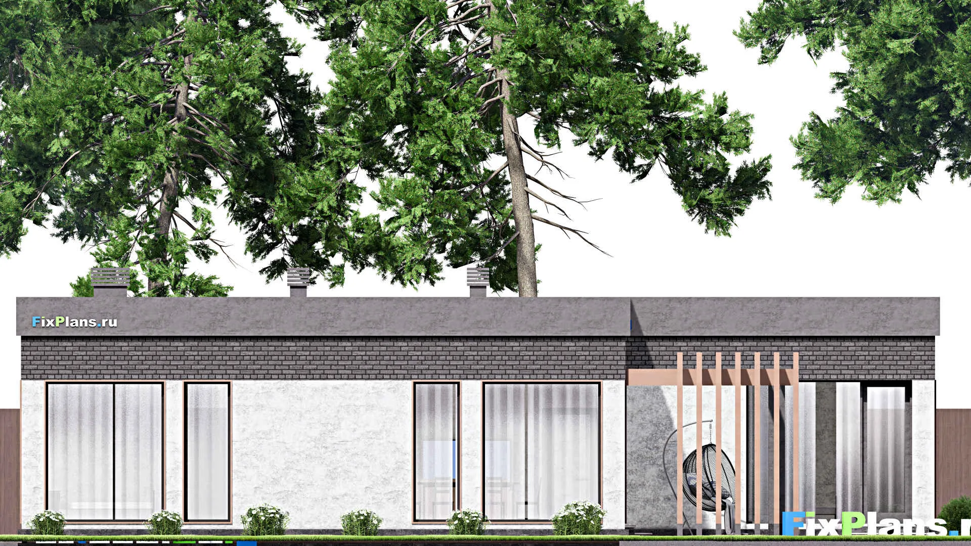 F-13121 - Проект одноэтажного дома 17 на 17, площадью 140 м² с 3 спальнями