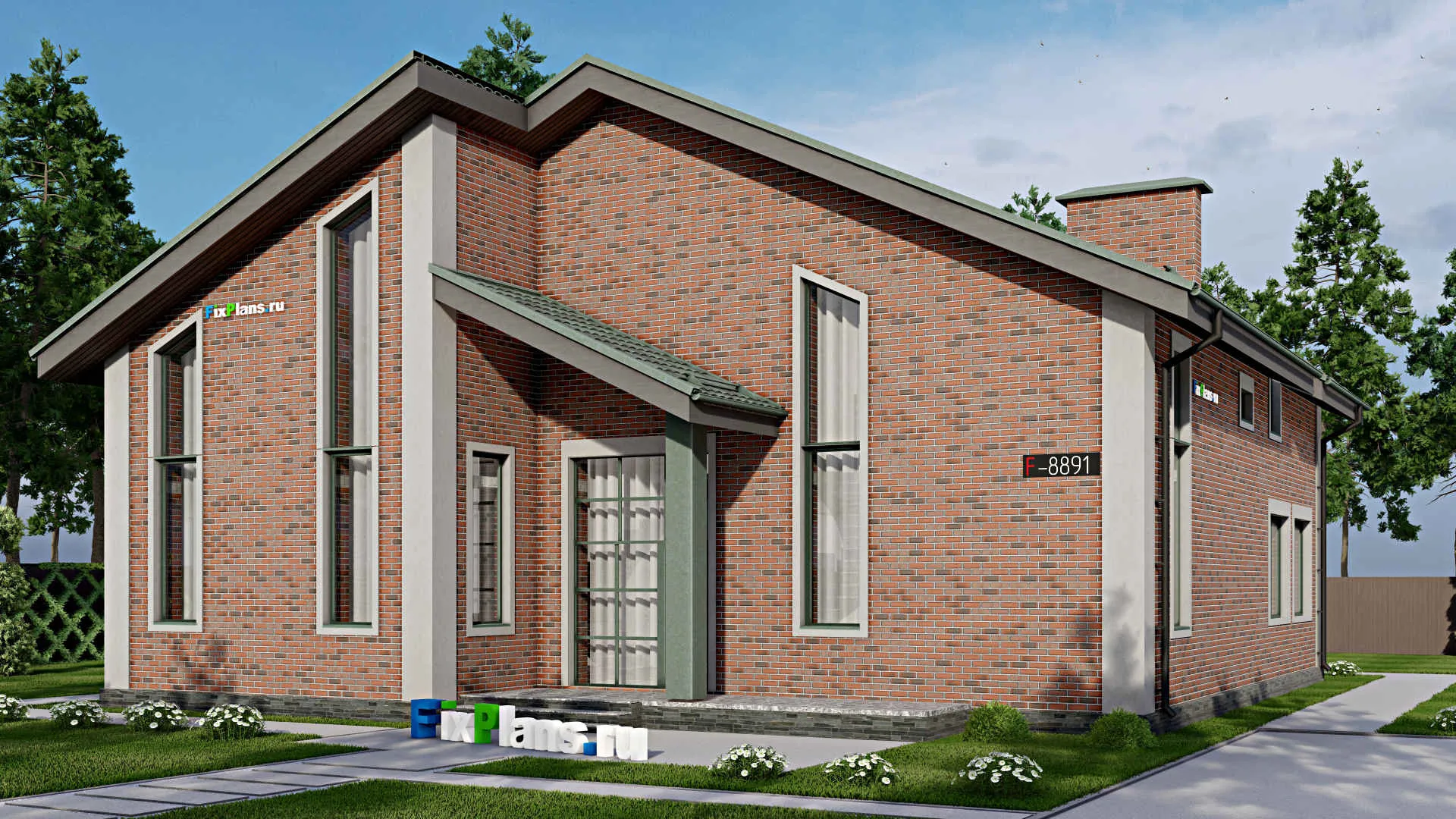 F-8891 - Проект дома с мансардой 16 на 17, площадью 300 м² с 5 спальнями