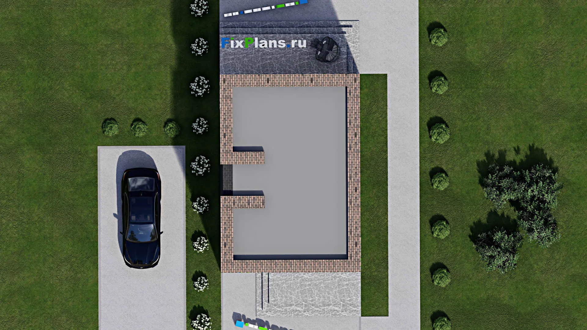 F-2366 - Проект двухэтажного дома 7 на 10, площадью 100 м² с террасой и 3 спальнями