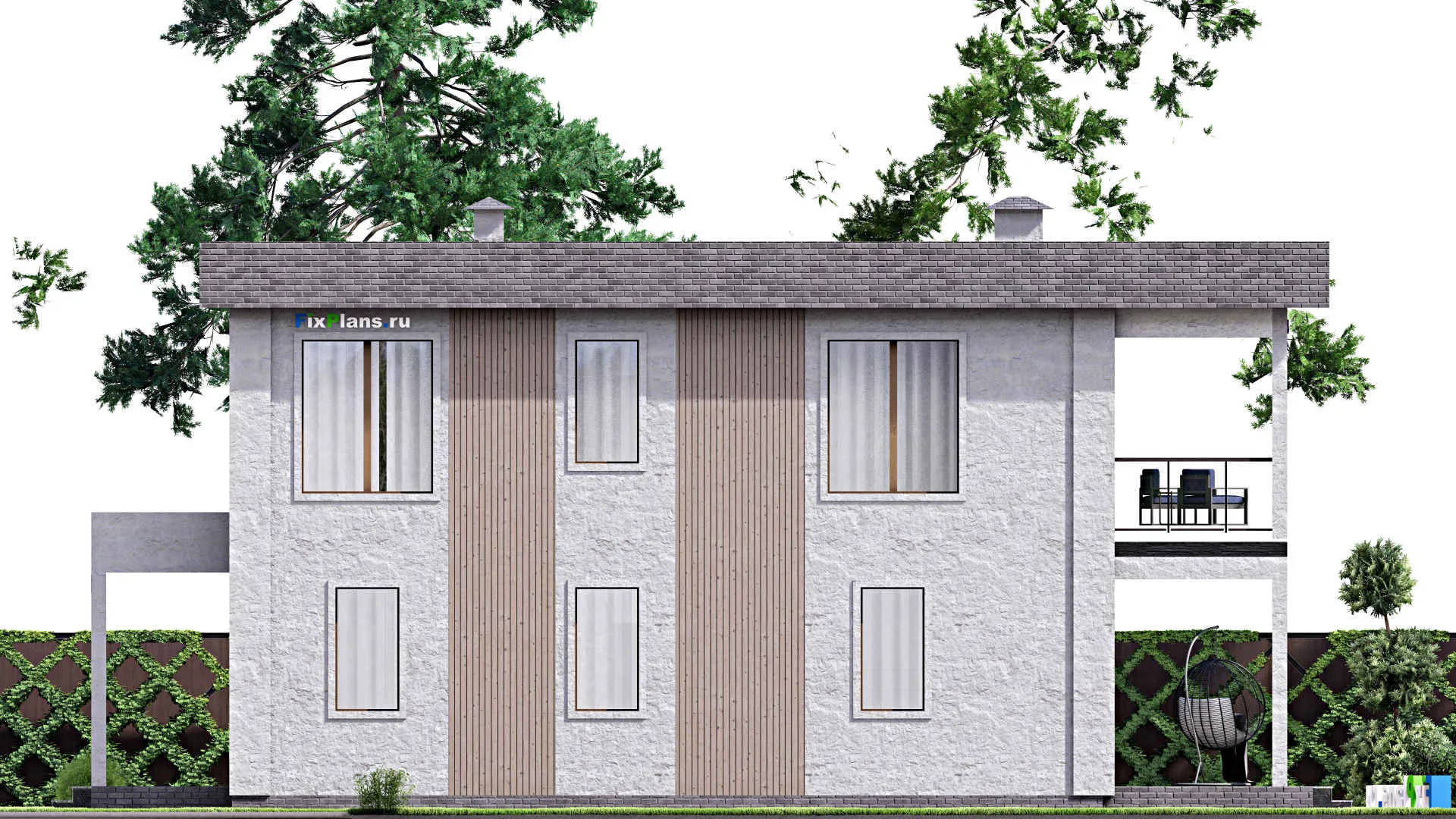 F-12707 - Проект двухэтажного дома 13 на 17, площадью 310 м² с террасой, балконом и 3 спальнями