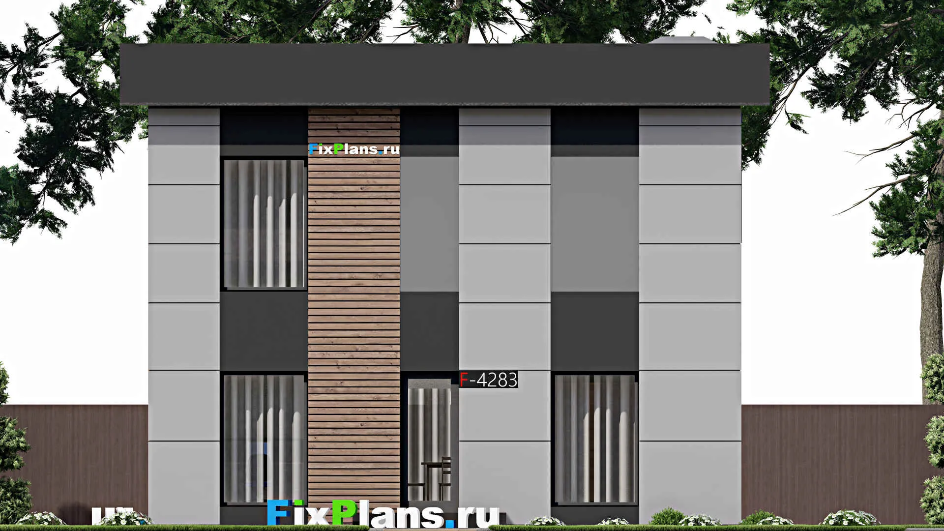 F-4283 - Проект двухэтажного дома 10 на 15, площадью 240 м² с террасой и 4 спальнями