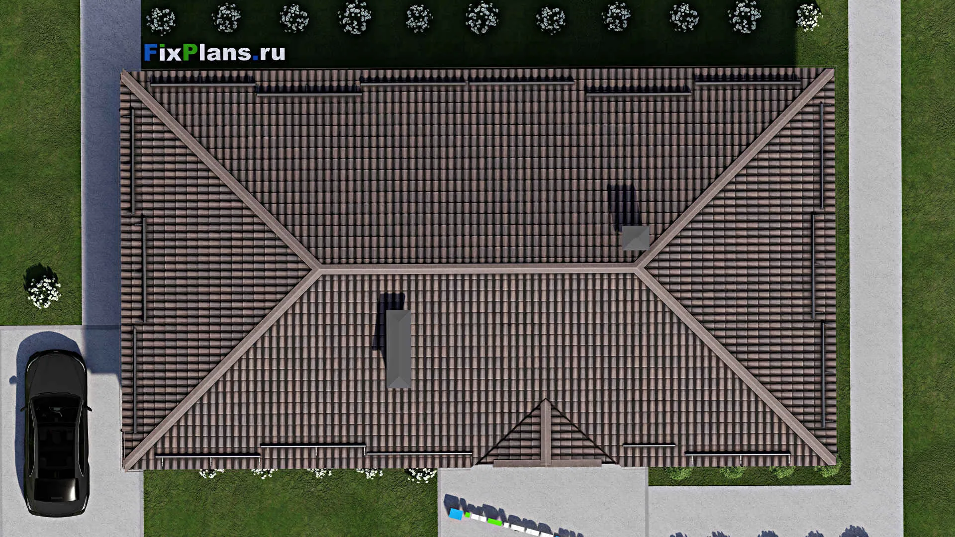 F-6902 - Проект одноэтажного дома 10 на 17, площадью 150 м² с террасой и 3 спальнями