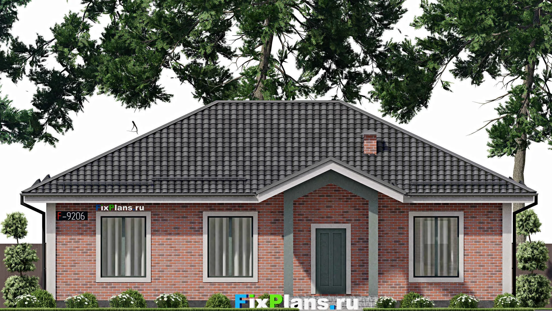 F-9206 - План одноэтажного дома 13 на 15, площадью 140 м² с 3 спальнями