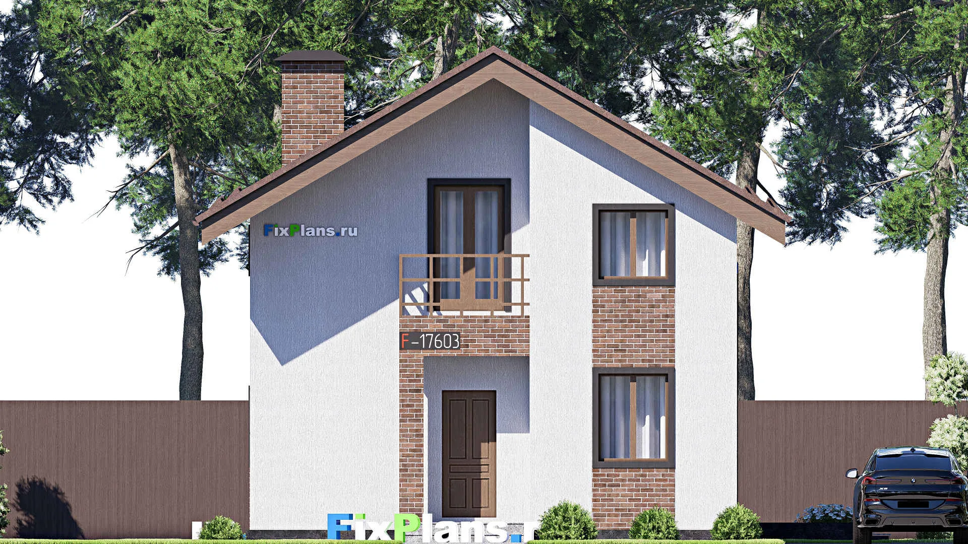 F-17603 - Планы дома с мансардой 11 на 12, площадью 150 м² с террасой и 2 спальнями