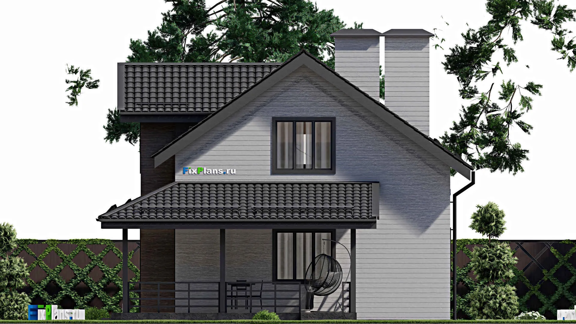 F-3815 - Проект дома с мансардой 9 на 11, площадью 170 м² с террасой и 4 спальнями