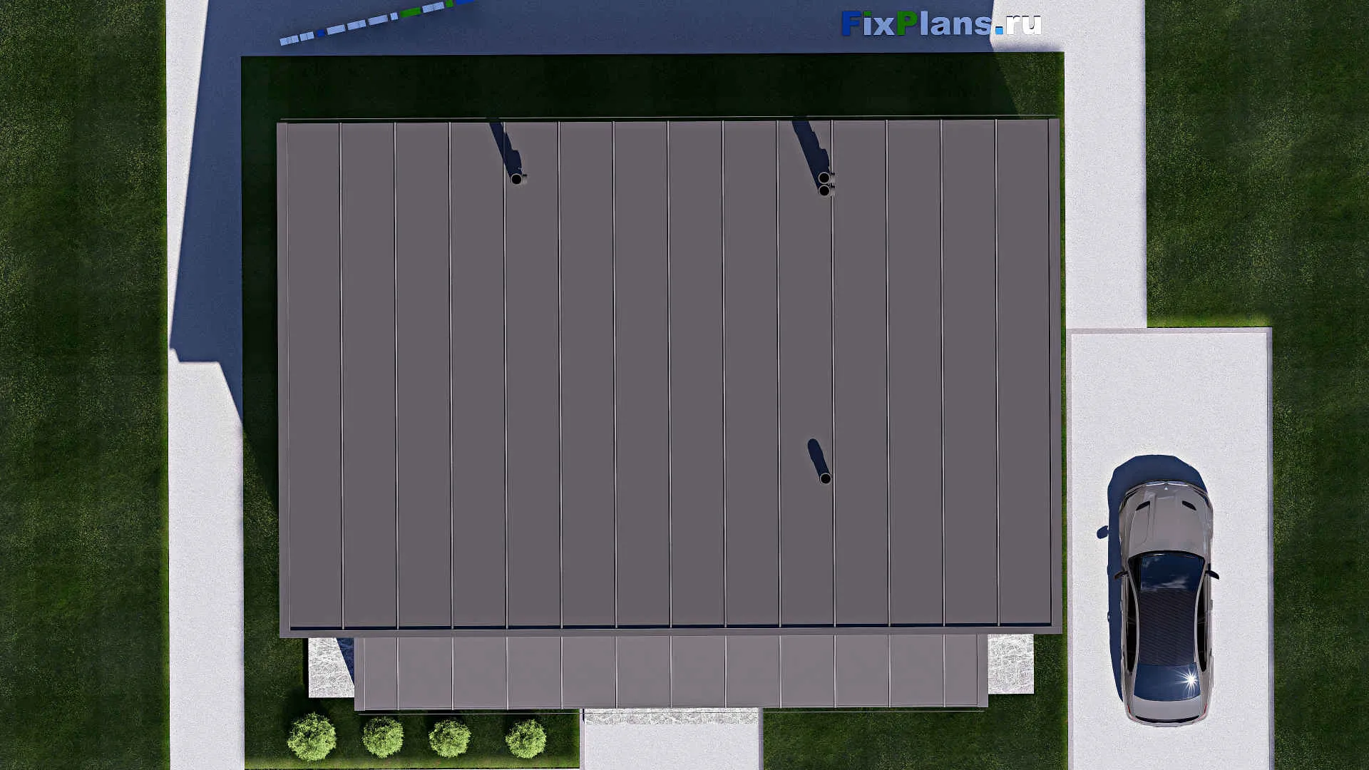 F-20456 - Проект одноэтажного дома 11 на 15, площадью 140 м² с террасой и 2 спальнями