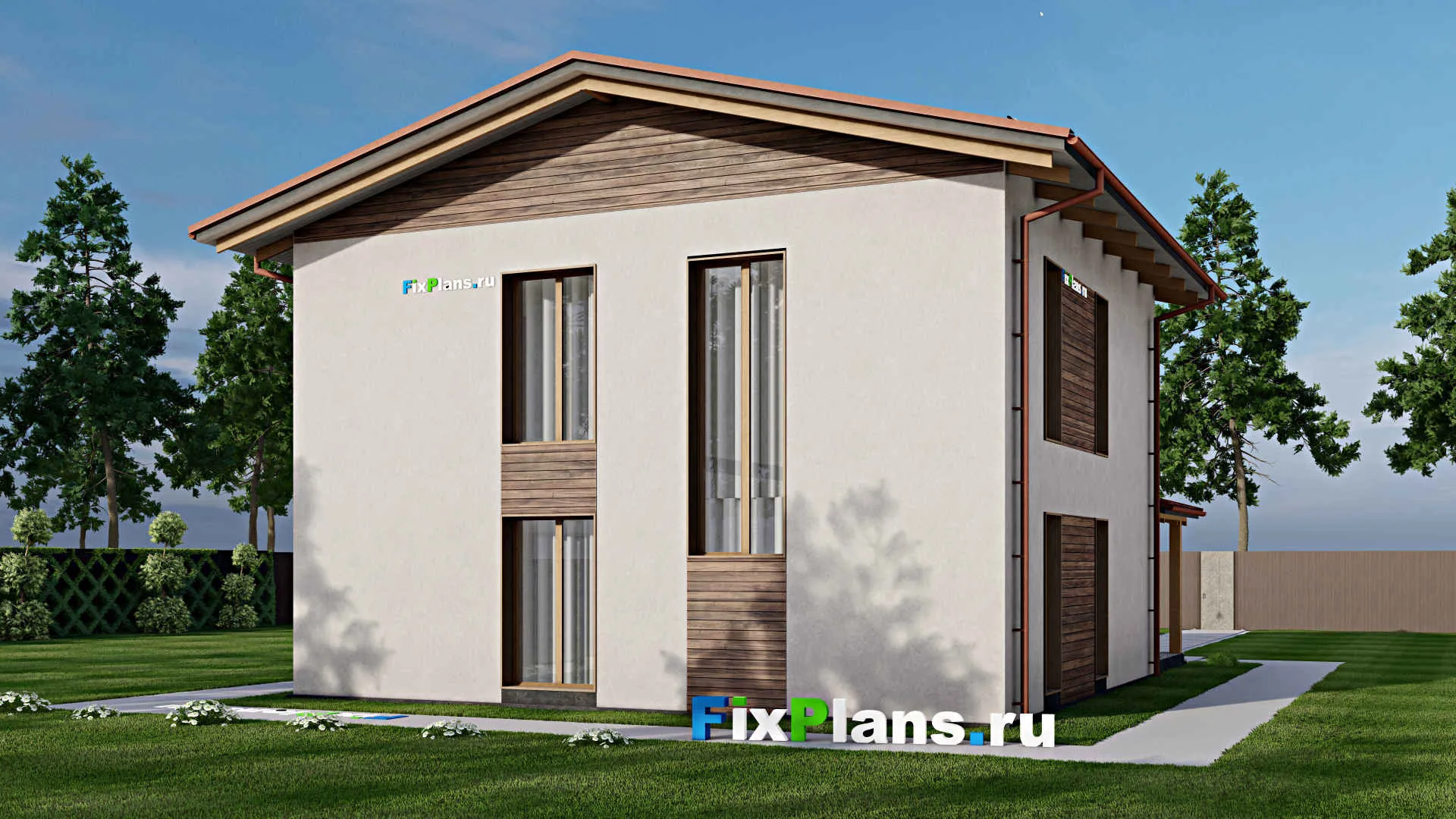 F-6848 - Проект дома с мансардой 11 на 13, площадью 180 м² с террасой и 4 спальнями