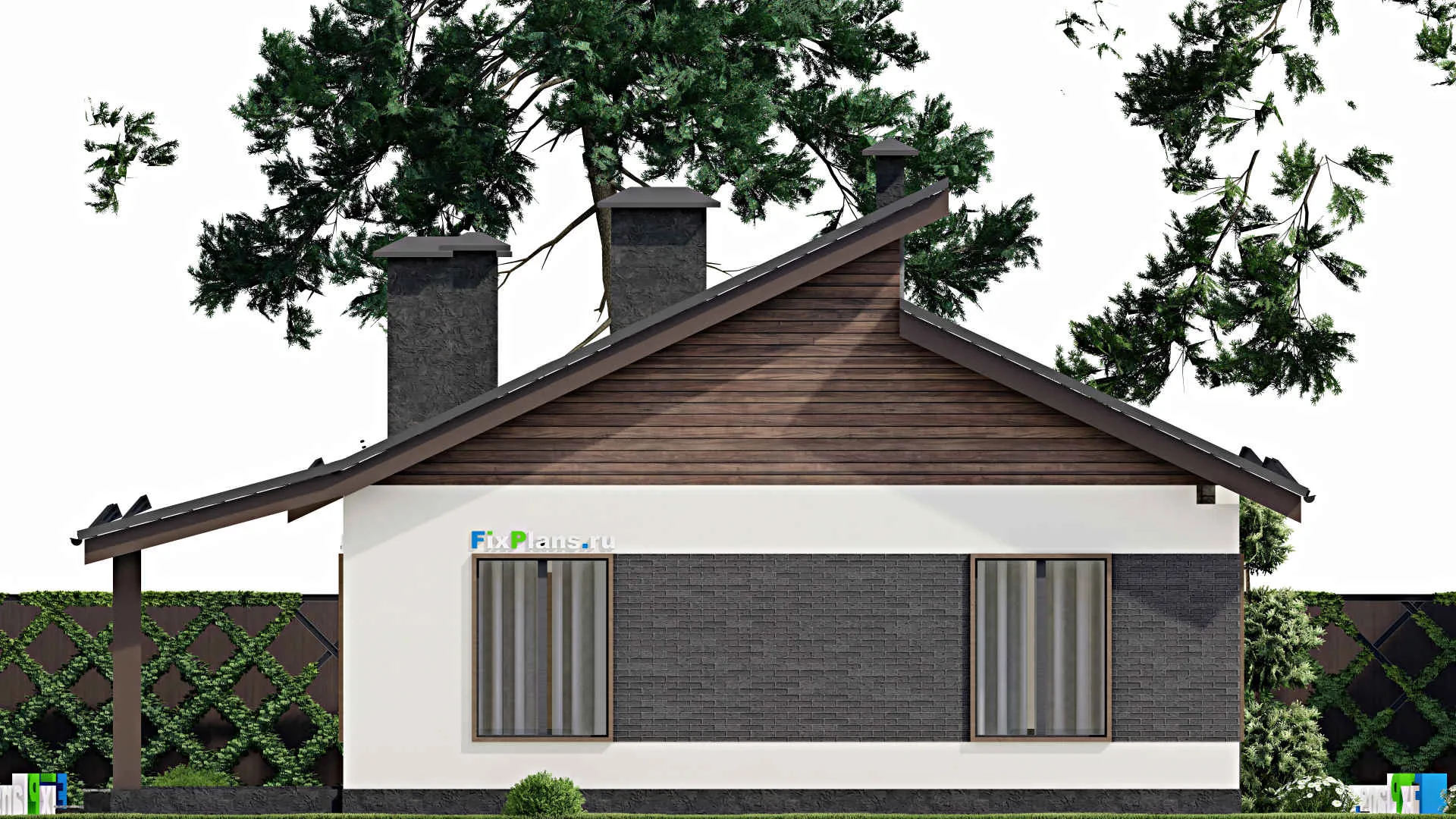 F-7406 - Проект одноэтажного дома 12 на 13, площадью 120 м² с 3 спальнями