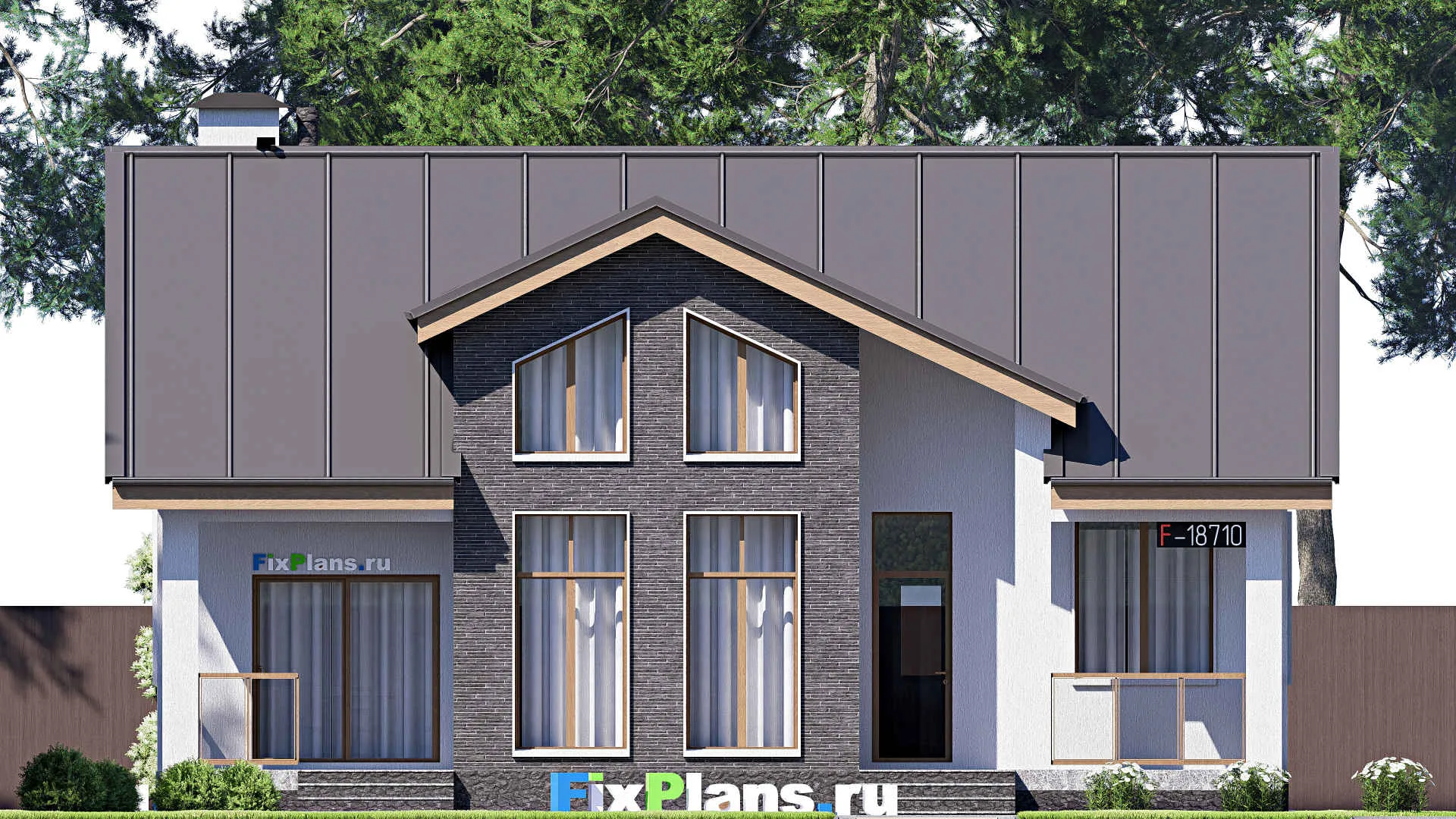 F-18710 - Проект одноэтажного дома 13 на 15, площадью 160 м² с террасой и 3 спальнями