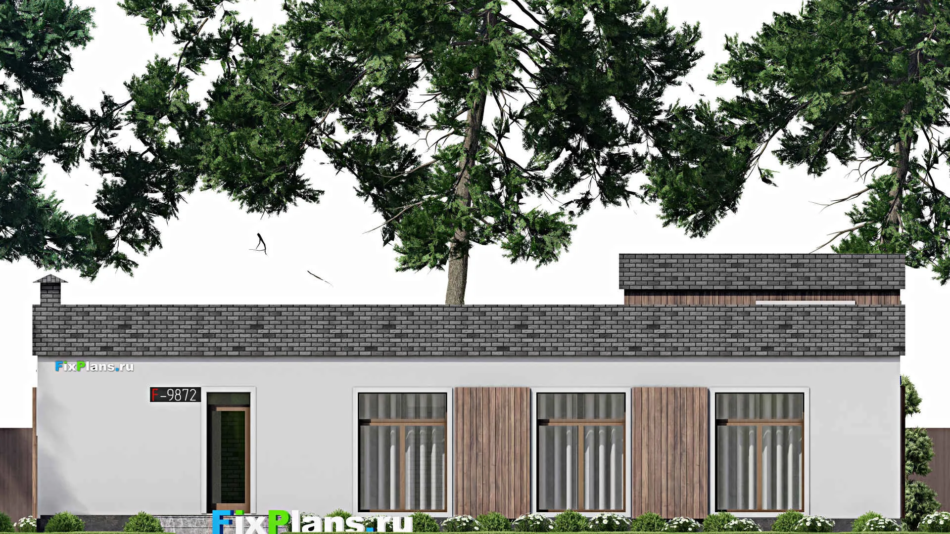 F-9872 - План одноэтажного дома 15 на 17, площадью 190 м² с 4 спальнями