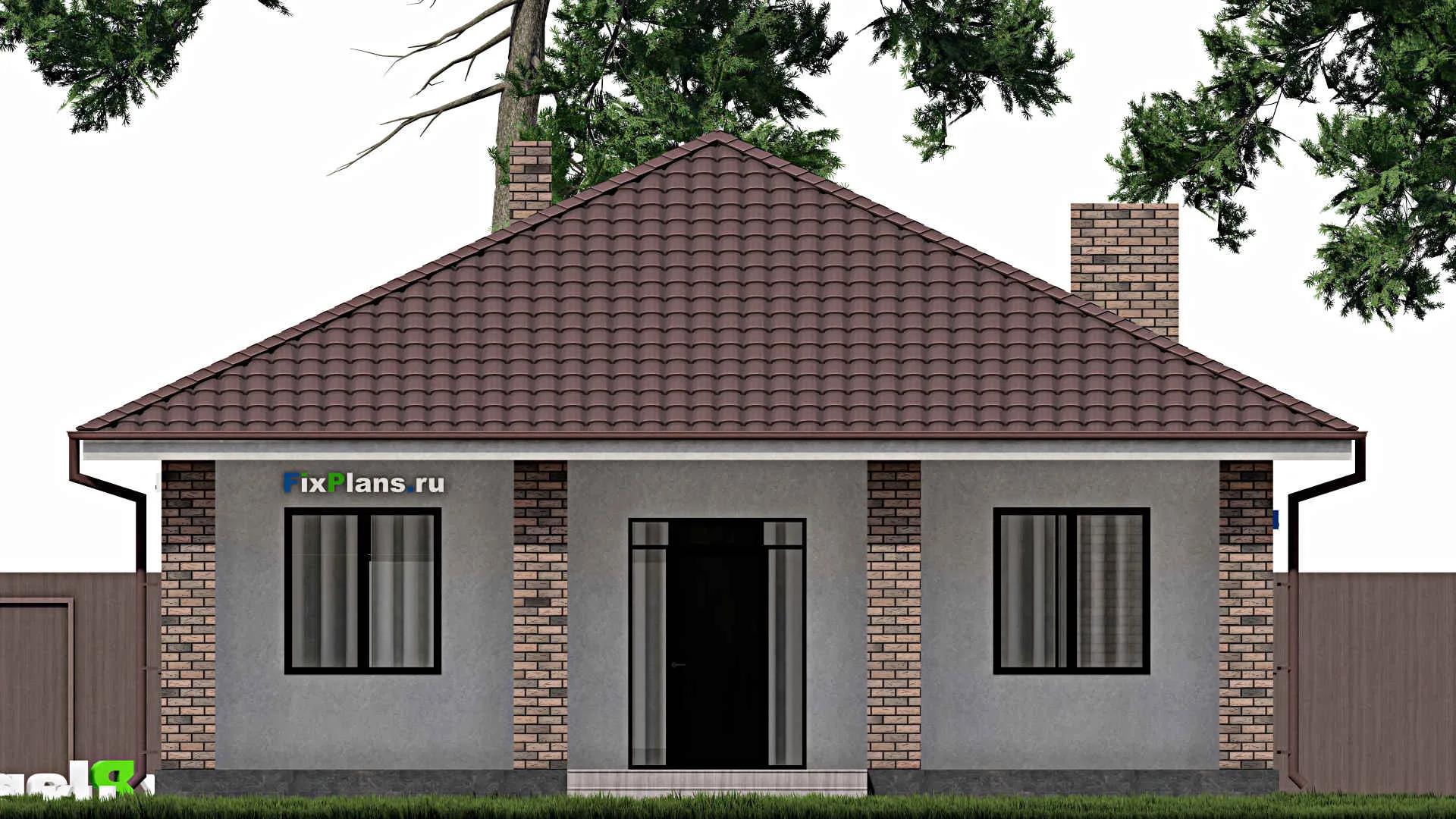 F-0422 - Проект одноэтажного дома 11 на 12, площадью 130 м² с террасой и 2 спальнями