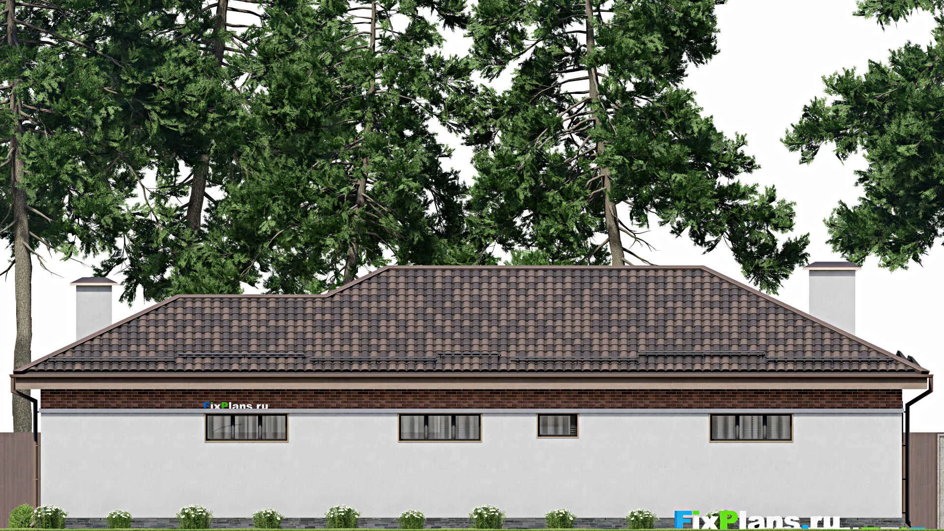 F-8162 - Проект одноэтажного дома 16 на 21, площадью 190 м² с террасой, баней, бассейном и 2 спальнями