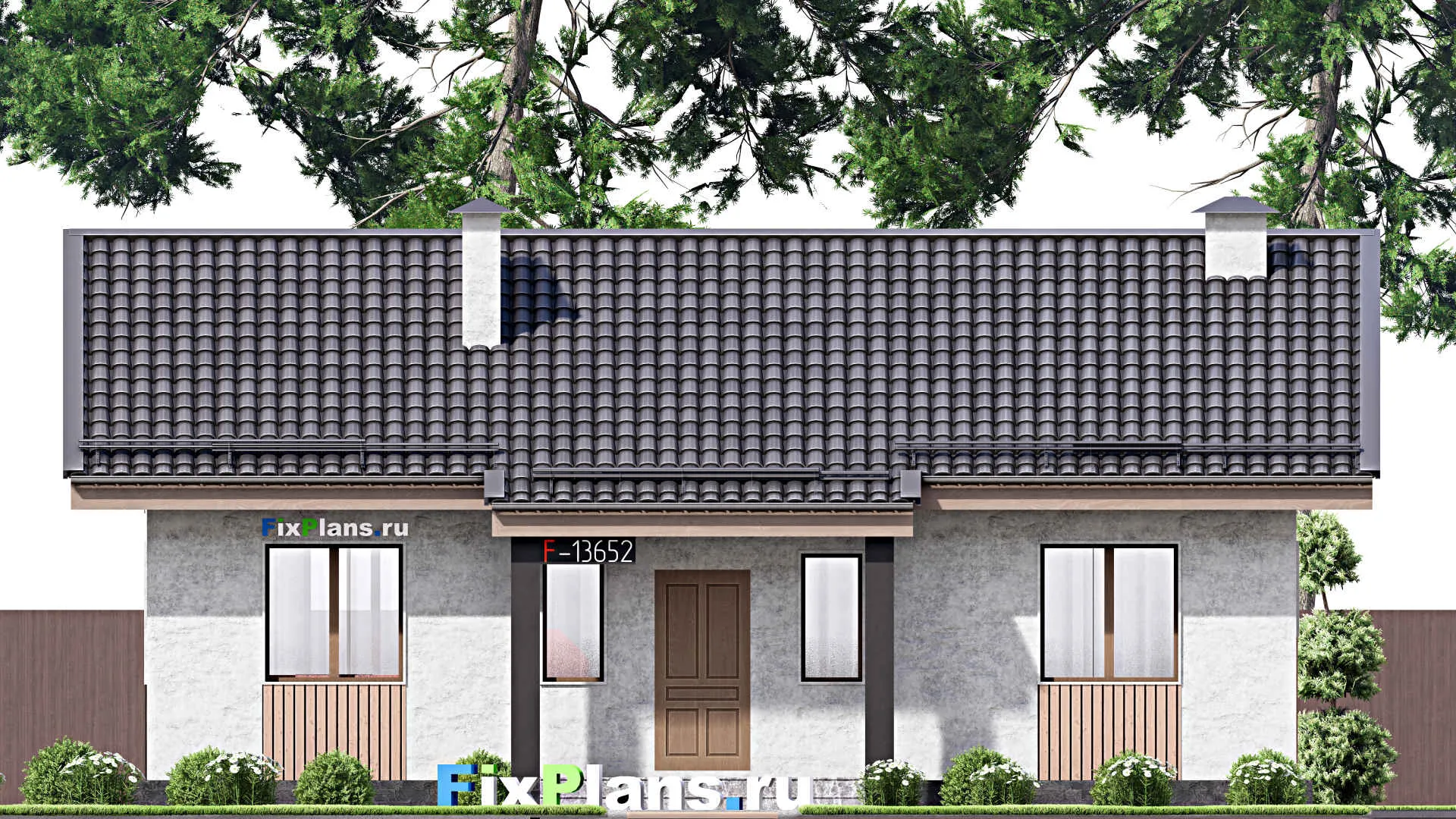 F-13652 - План одноэтажного дома 11 на 13, площадью 100 м² с 3 спальнями