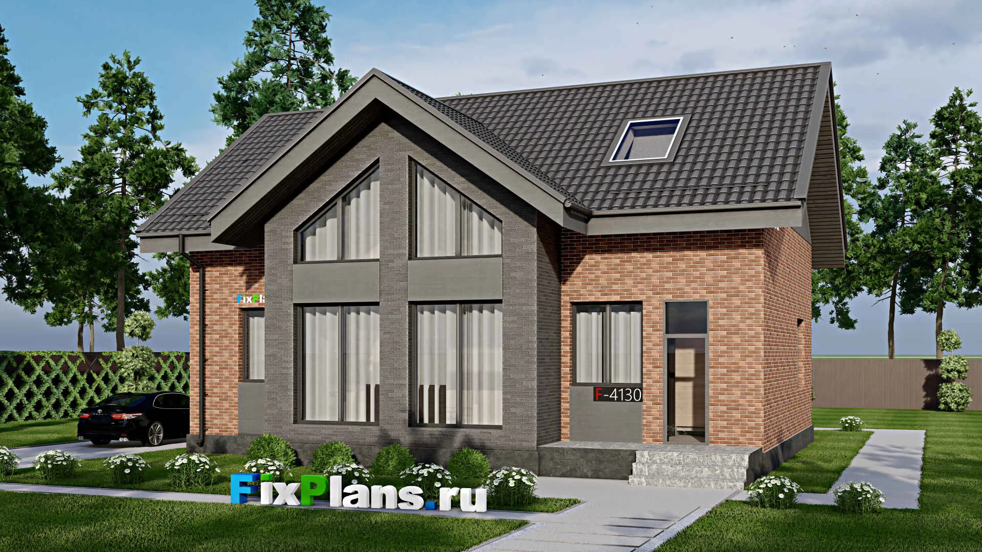 F-4130 - Проект дома с мансардой 12 на 13, площадью 200 м² с 6 спальнями