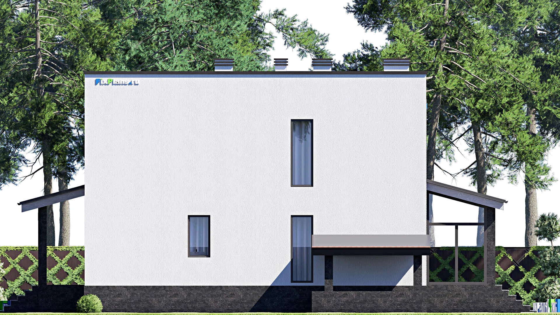 F-18188 - Проект двухэтажного дома 10 на 17, площадью 240 м² с террасой, цокольным этажом и 3 спальнями