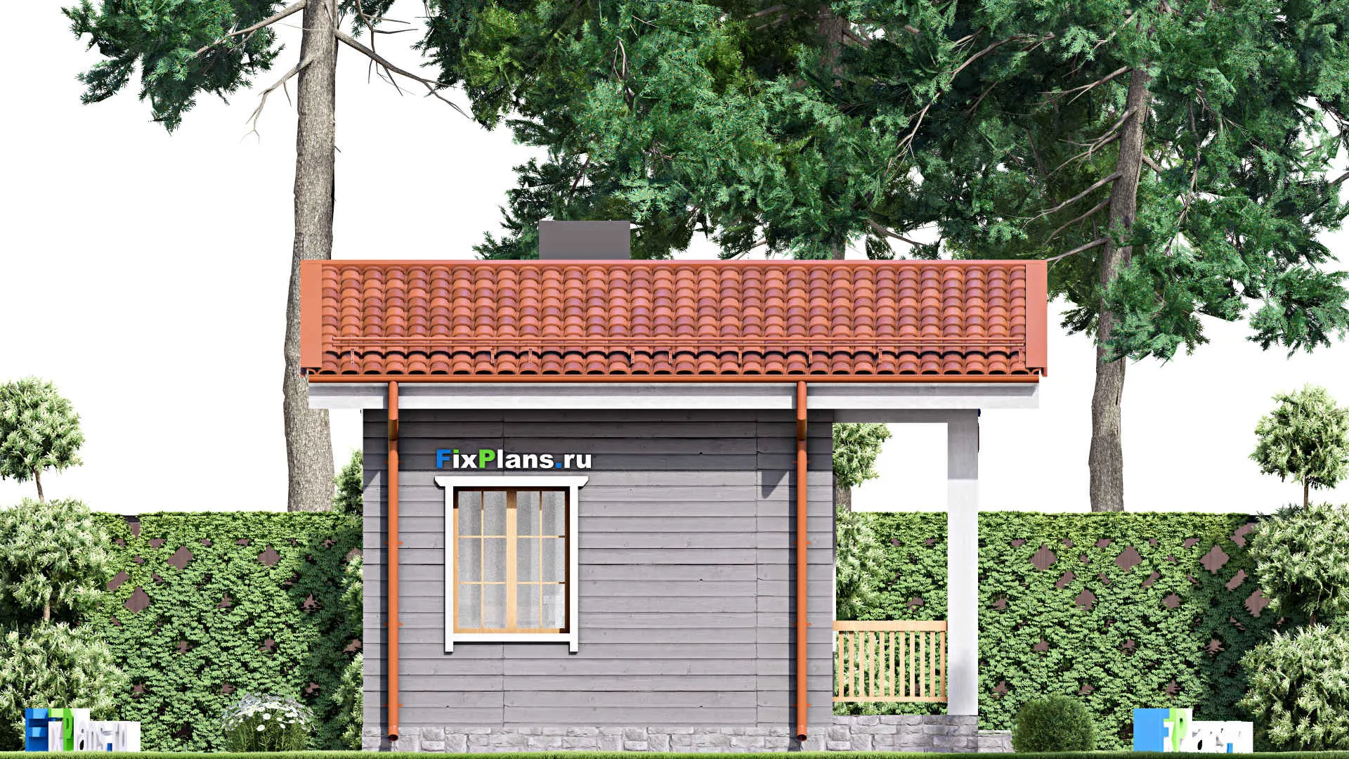 F-15542 - Проект бани 7 на 7, площадью 40 м² с комнатой отдыха