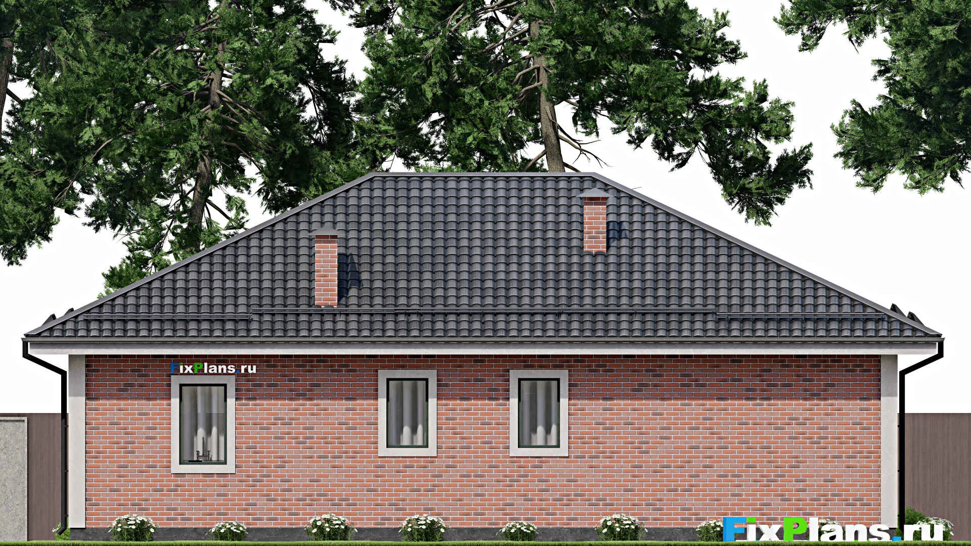 F-9206 - План одноэтажного дома 13 на 15, площадью 140 м² с 3 спальнями