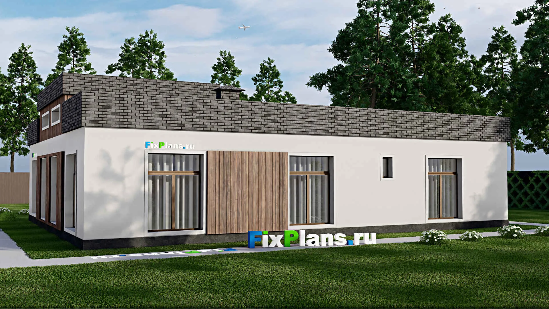 F-9872 - План одноэтажного дома 15 на 17, площадью 190 м² с 4 спальнями