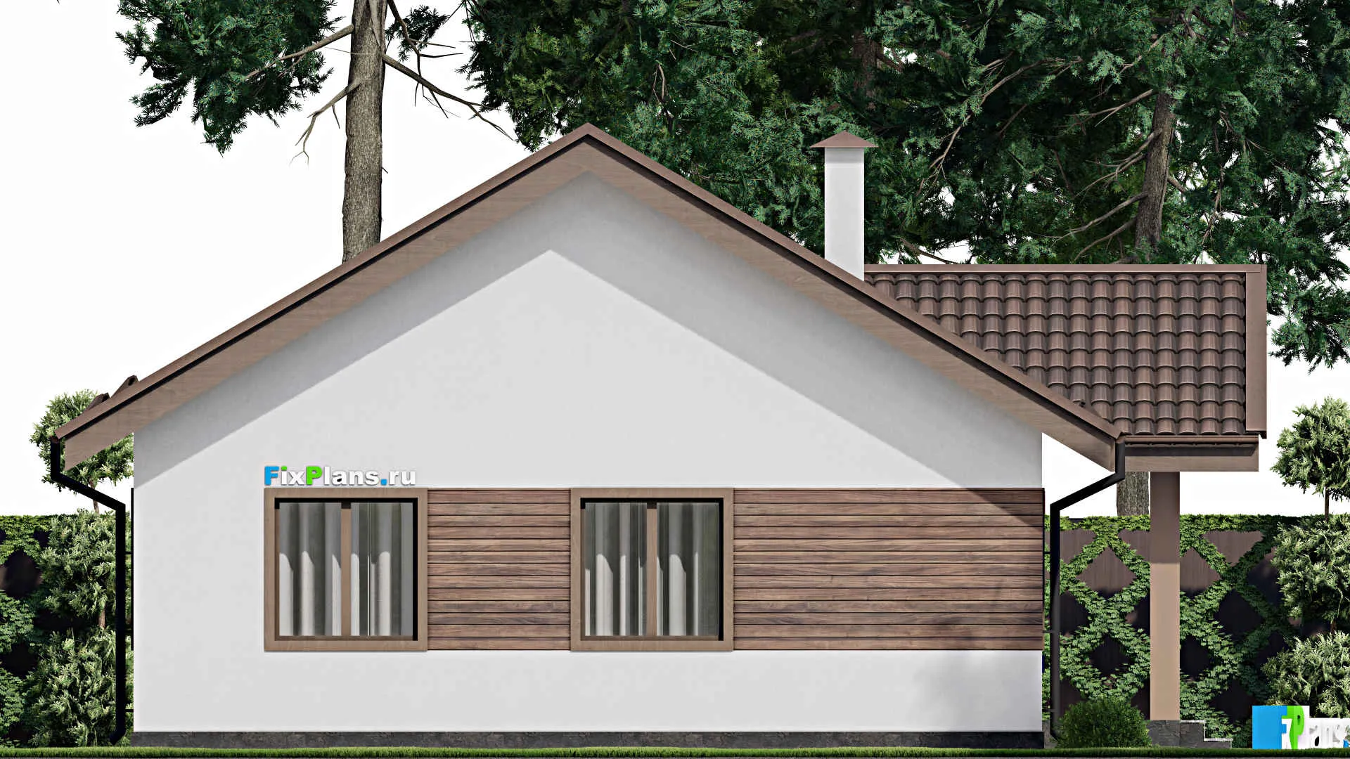 F-8999 - Проект одноэтажного дома 11 на 12, площадью 90 м² с 3 спальнями