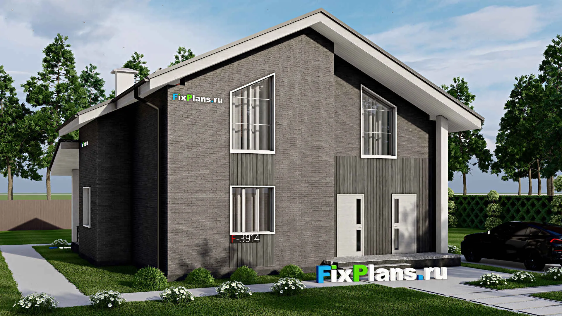 F-3914 - Проект дома с мансардой 10 на 12, площадью 170 м² с террасой и 4 спальнями