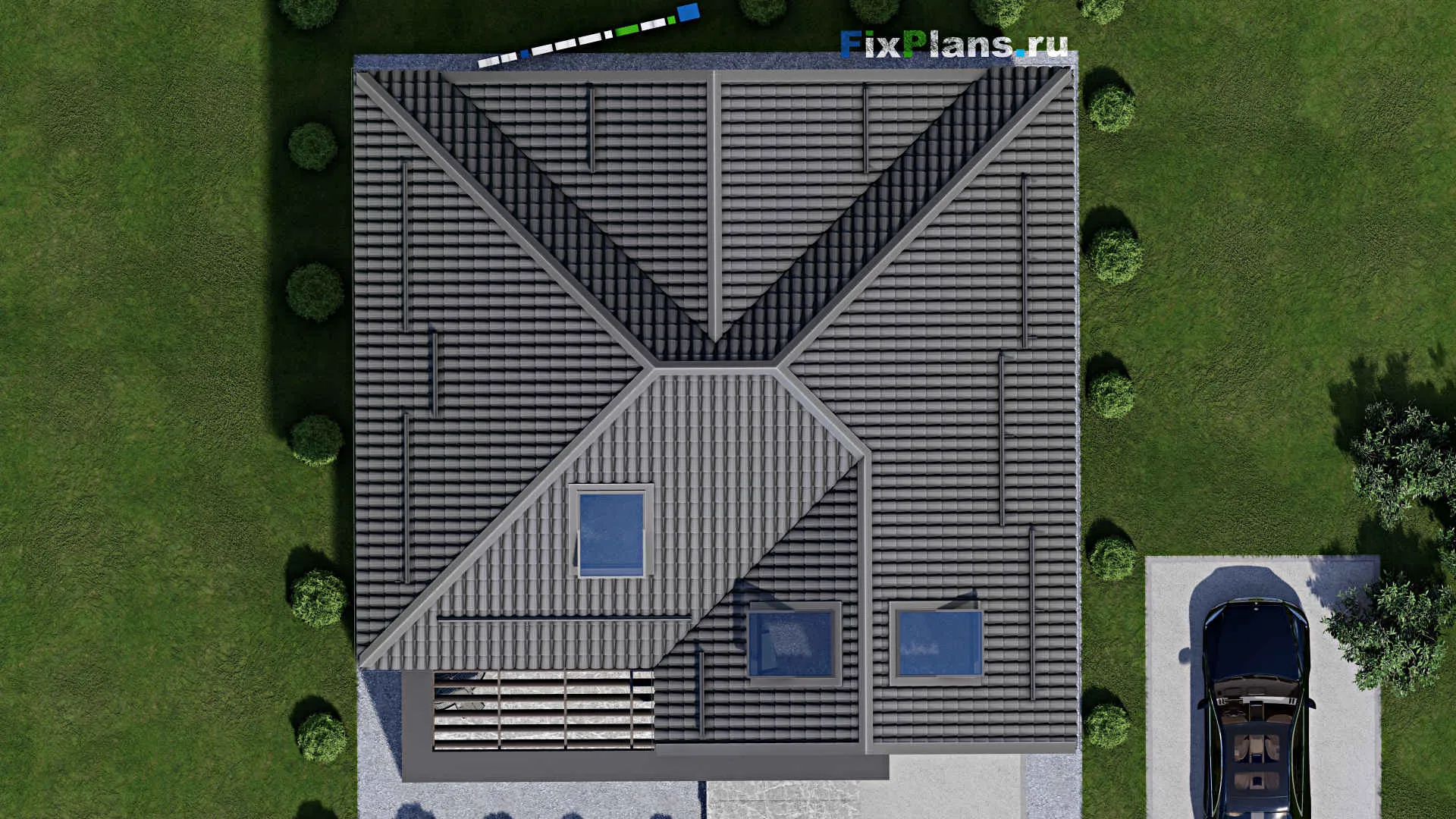 F-2015 - Проект дома с мансардой 11 на 12, площадью 180 м² с террасой и 4 спальнями