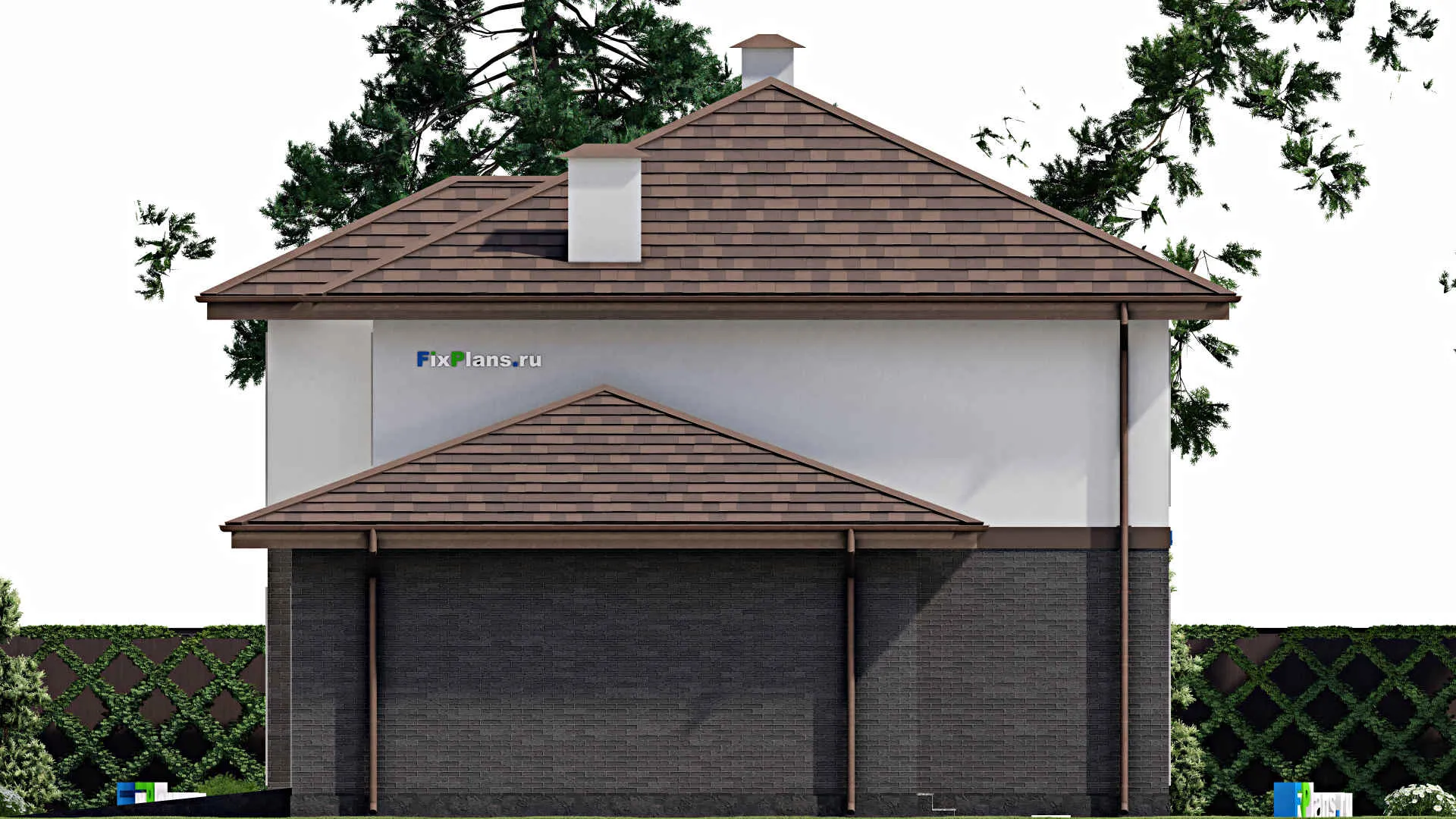 F-11789 - Планы двухэтажного дома 12 на 16, площадью 190 м² с гаражом на 1 машину и 4 спальнями