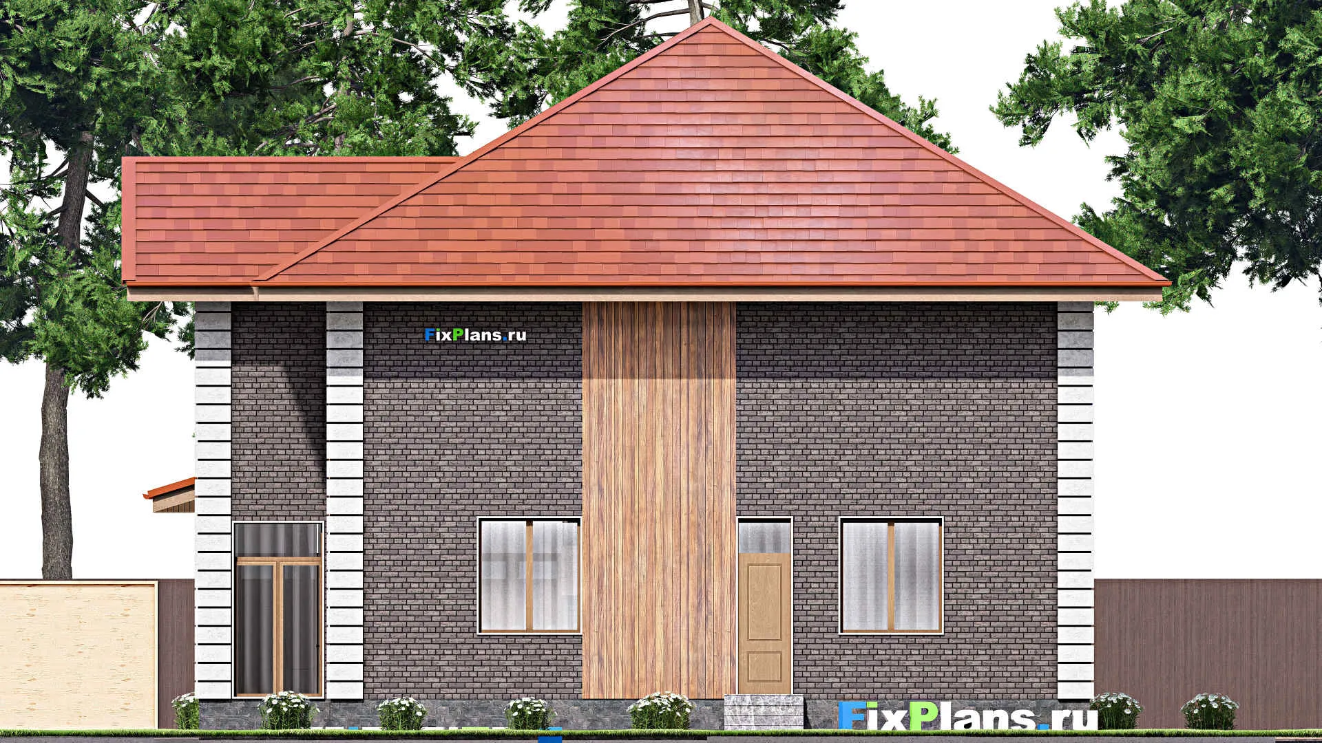 F-0341 - Планы двухэтажного дома 14 на 15, площадью 250 м² с террасой, балконом и 4 спальнями