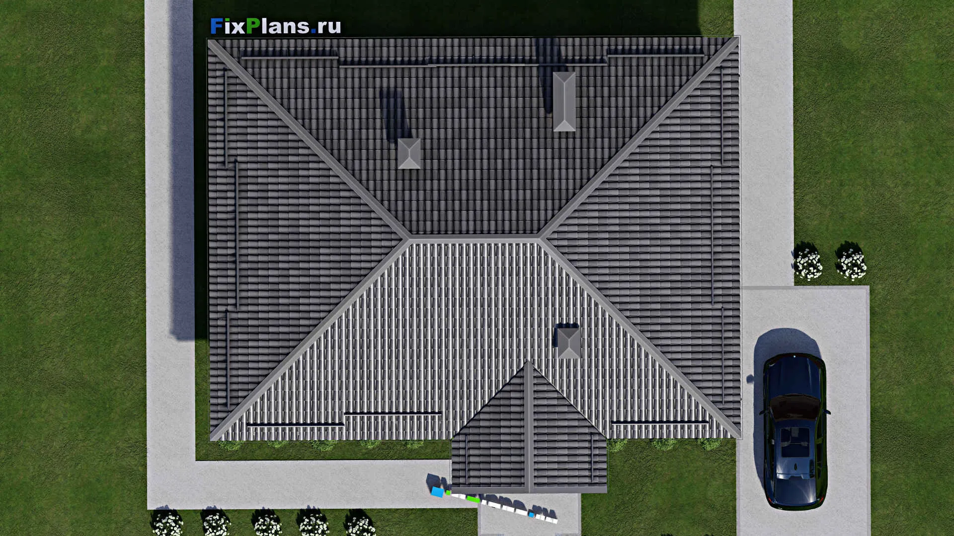 F-9206 - План одноэтажного дома 13 на 15, площадью 140 м² с 3 спальнями