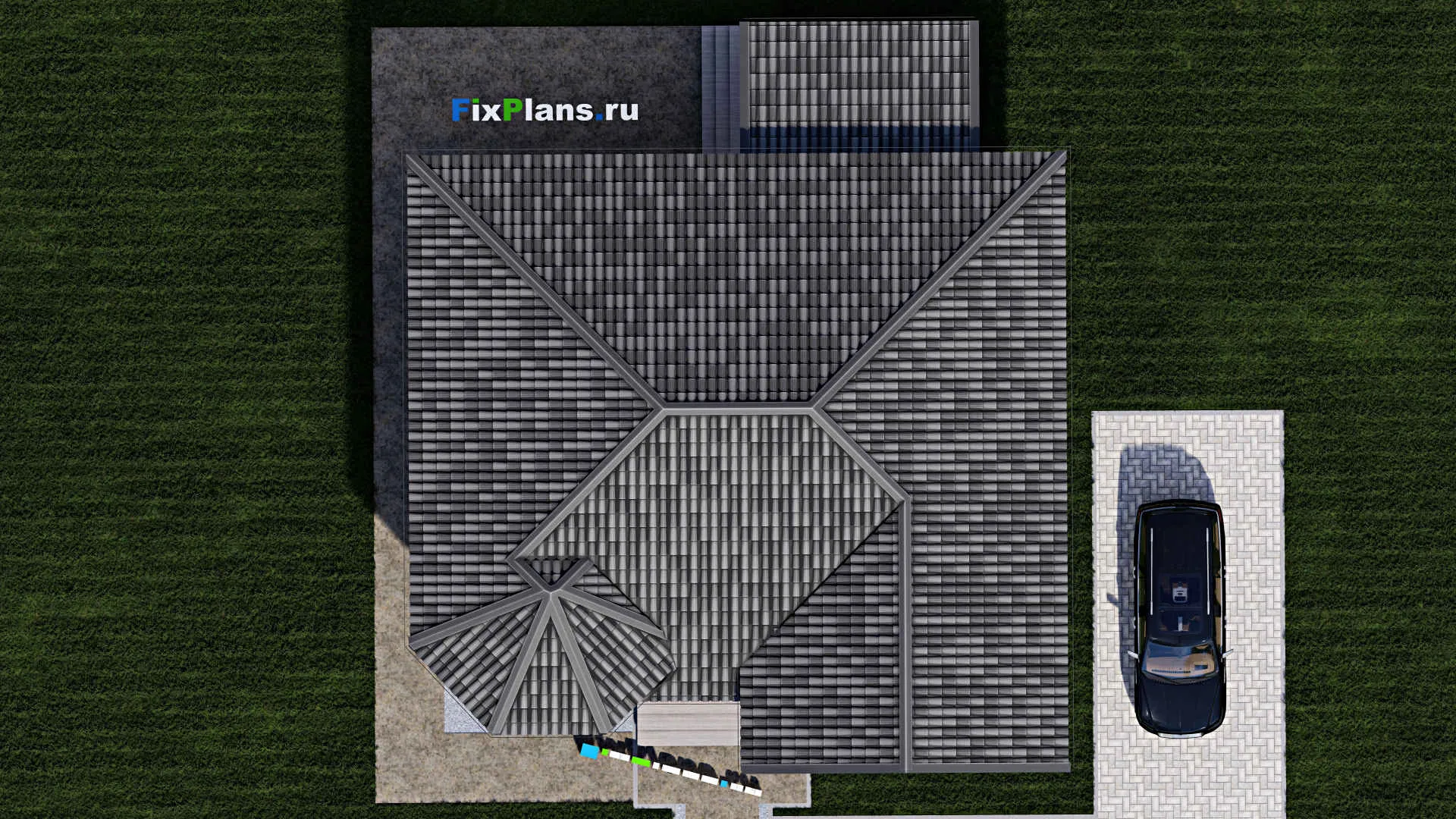 F-0944 - Проект одноэтажного дома 12 на 13, площадью 120 м² с террасой и 3 спальнями