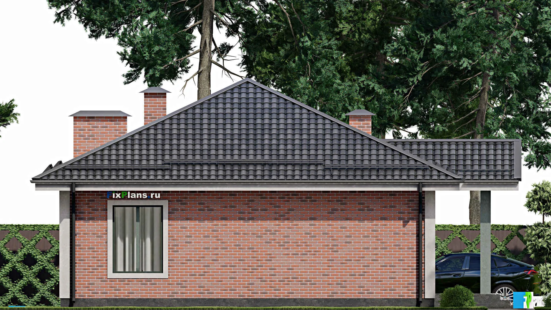 F-9206 - План одноэтажного дома 13 на 15, площадью 140 м² с 3 спальнями