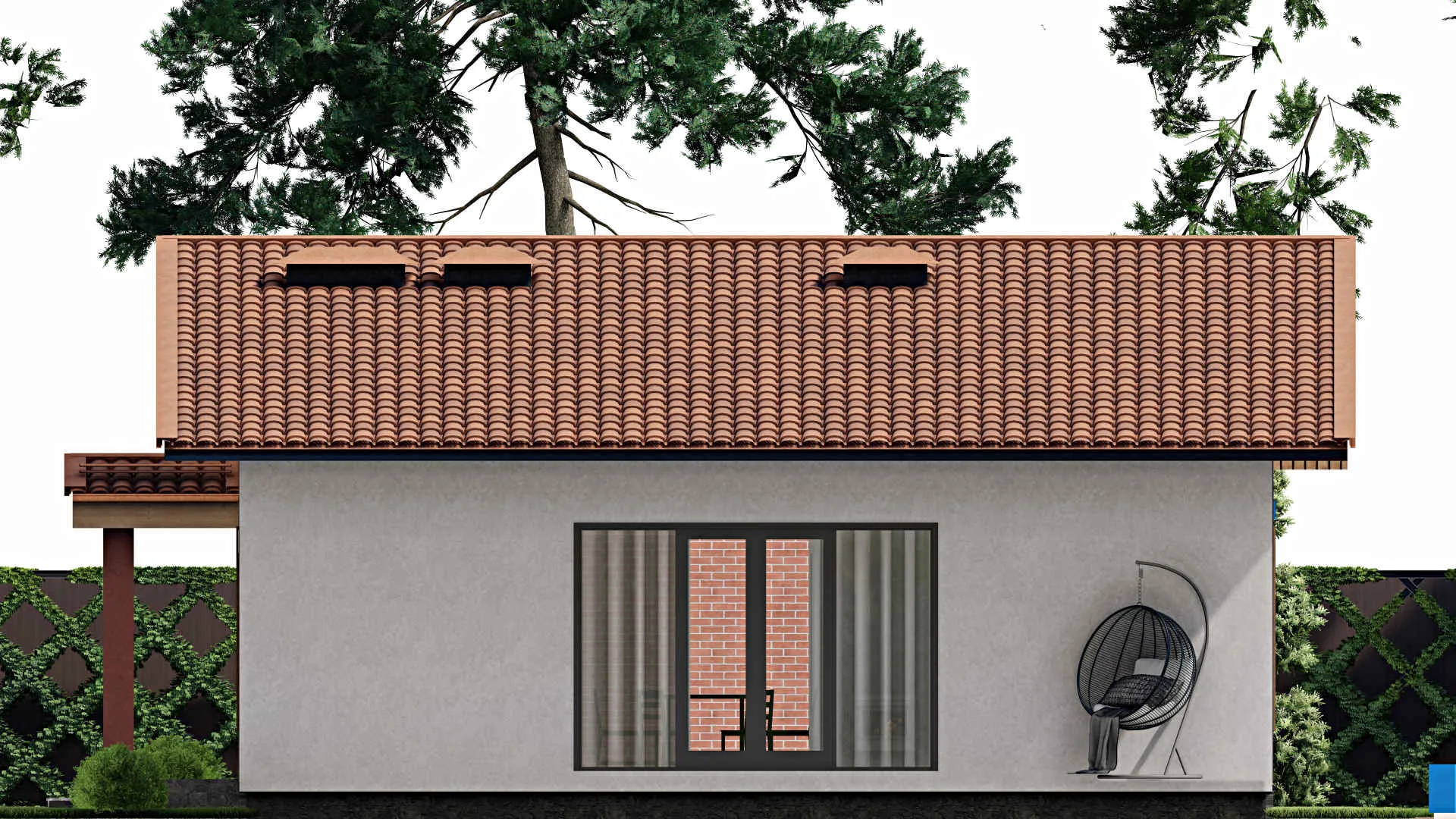 F-9926 - Проект одноэтажного дома 12 на 19, площадью 170 м² с террасой и 3 спальнями