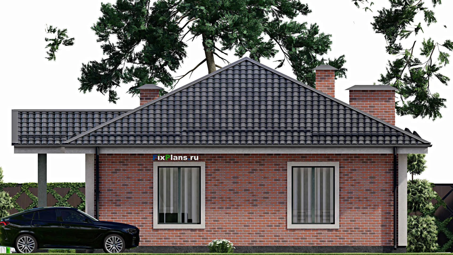 F-9206 - План одноэтажного дома 13 на 15, площадью 140 м² с 3 спальнями