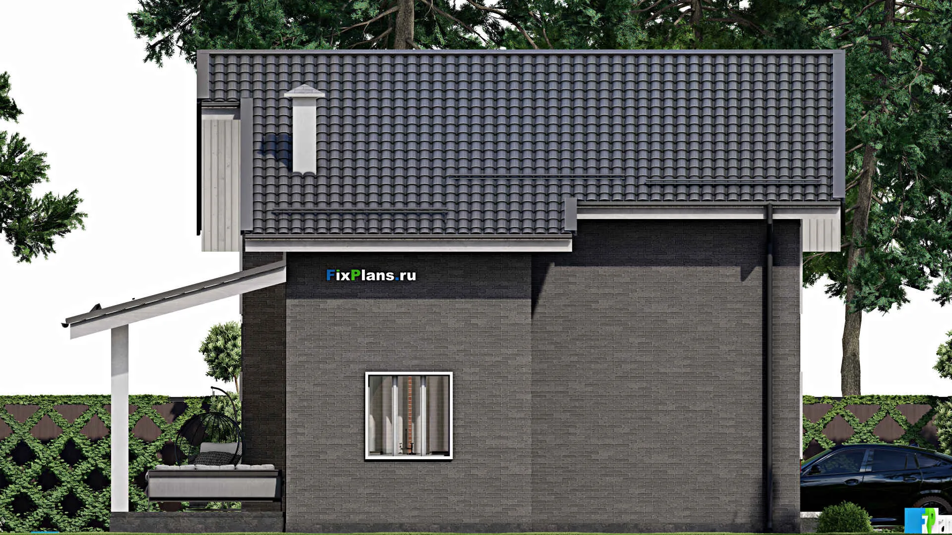 F-3914 - Проект дома с мансардой 10 на 12, площадью 170 м² с террасой и 4 спальнями