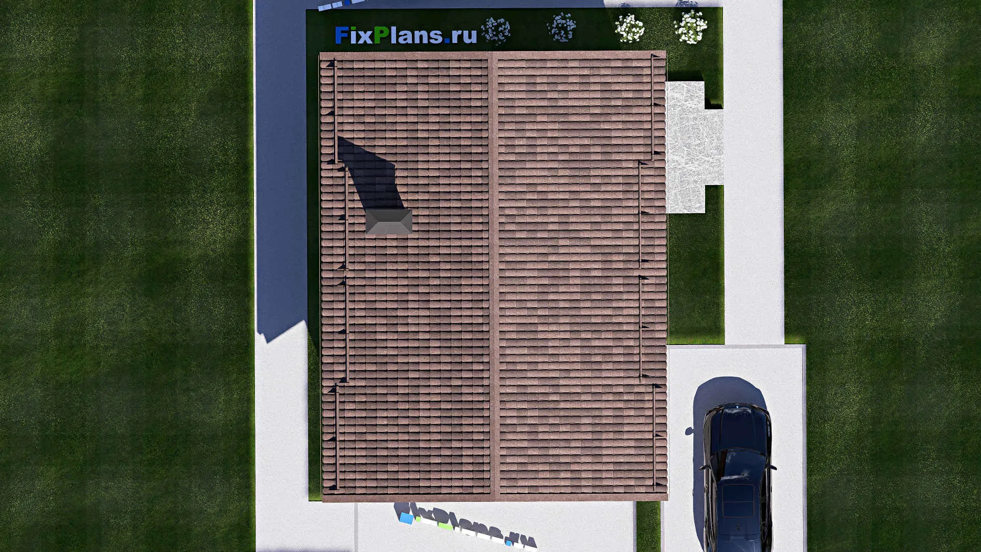 F-17603 - Планы дома с мансардой 11 на 12, площадью 150 м² с террасой и 2 спальнями