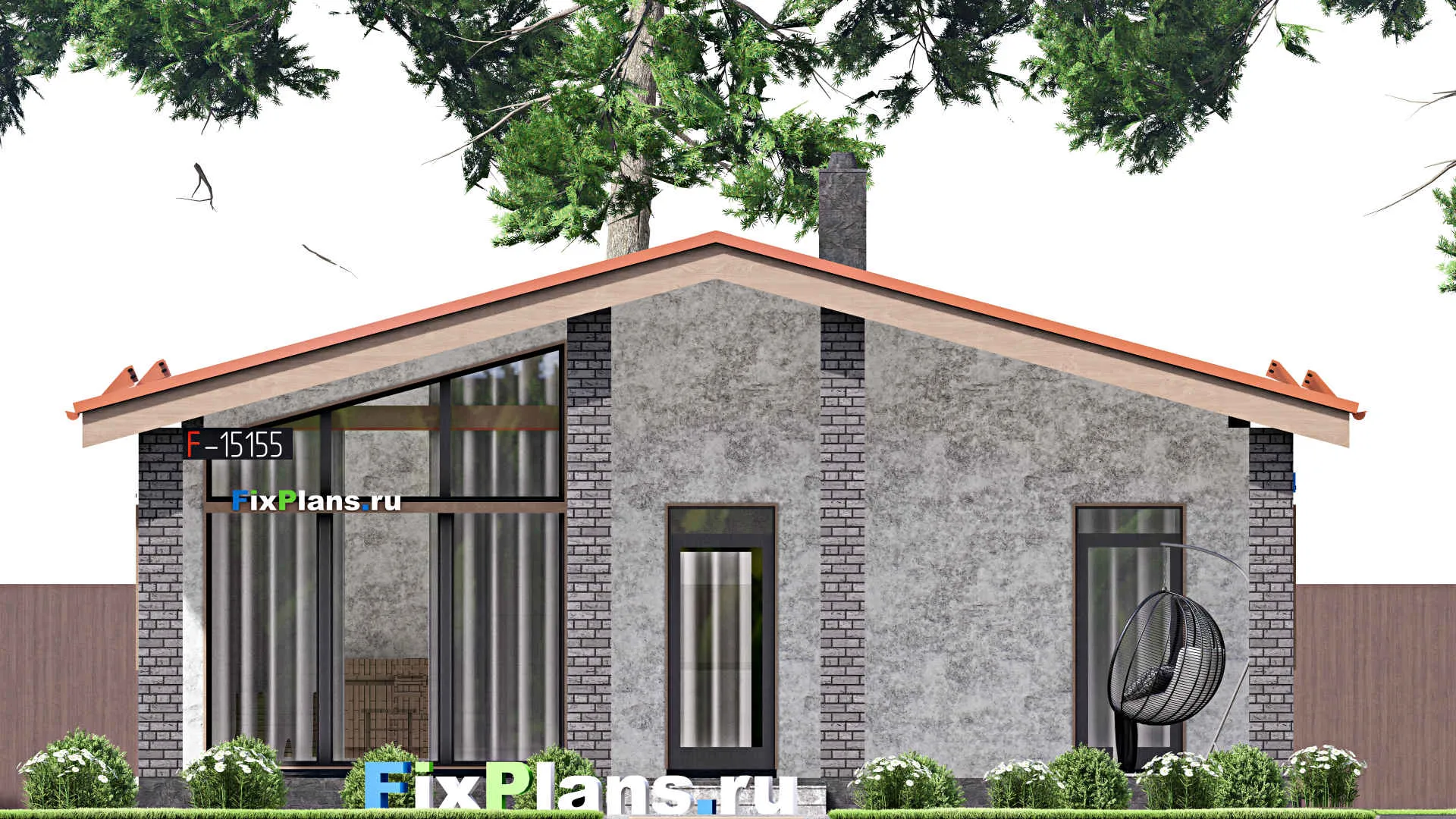 F-15155 - Проект бани 11 на 12, площадью 100 м² с комнатой отдыха, терассой и санузлом