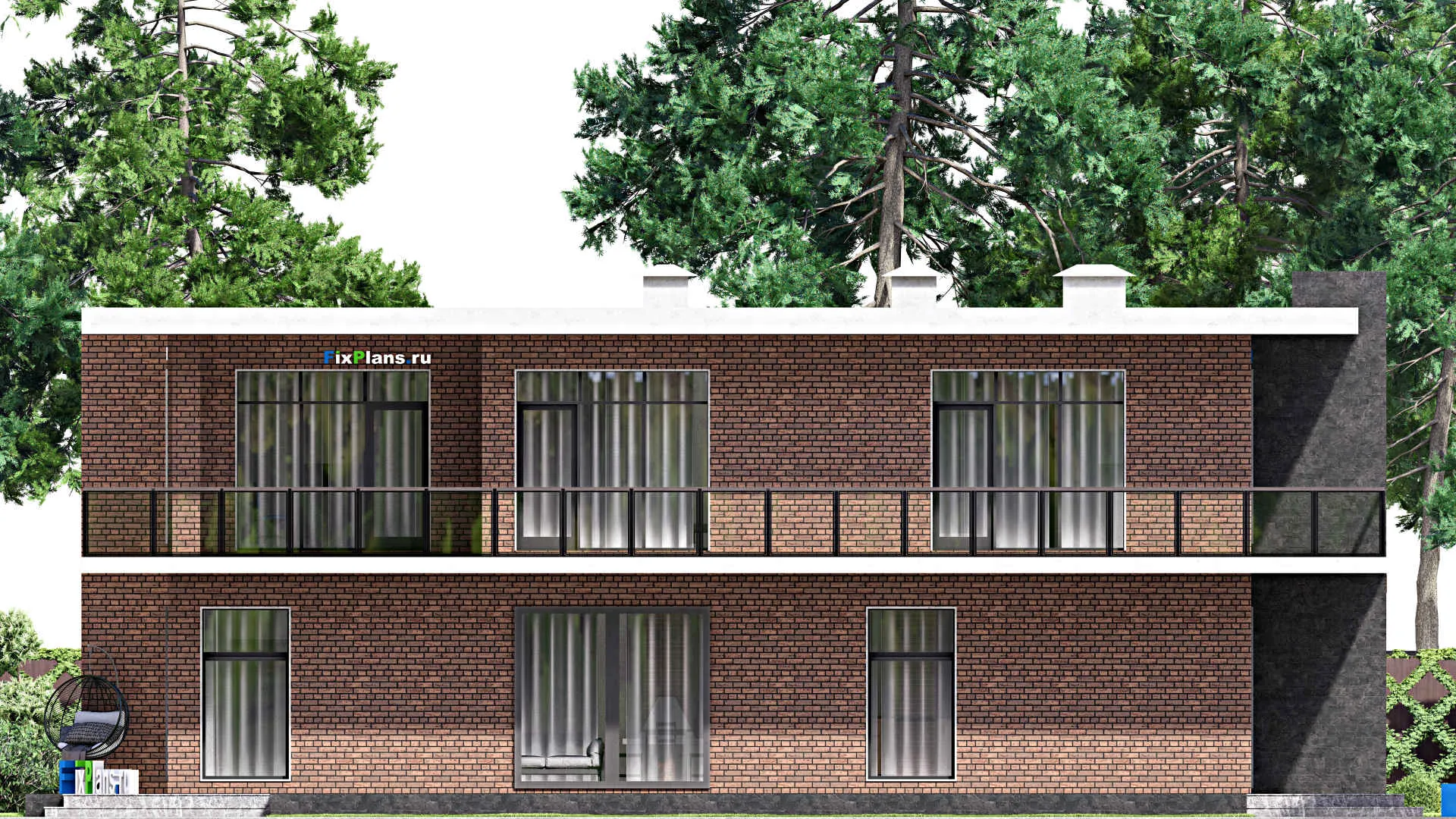 F-14822 - Проект двухэтажного дома 13 на 19, площадью 400 м² с террасой, балконом и 5 спальнями