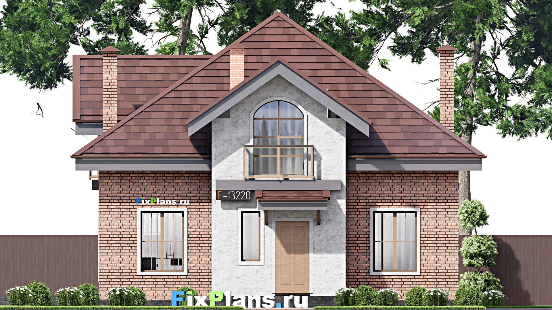 F-13220 - Проект дома с мансардой 11 на 13, площадью 200 м² с террасой и 3 спальнями