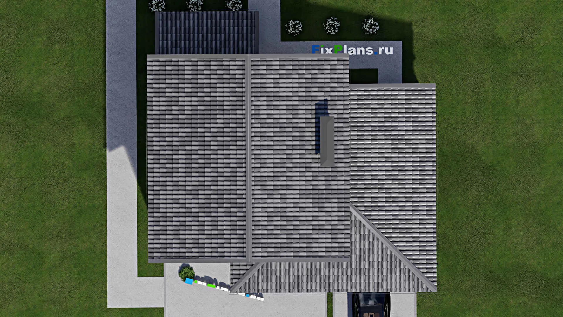 F-9287 - Проект двухэтажного дома 13 на 13, площадью 160 м² с террасой, гаражом на 1 машину и 4 спальнями