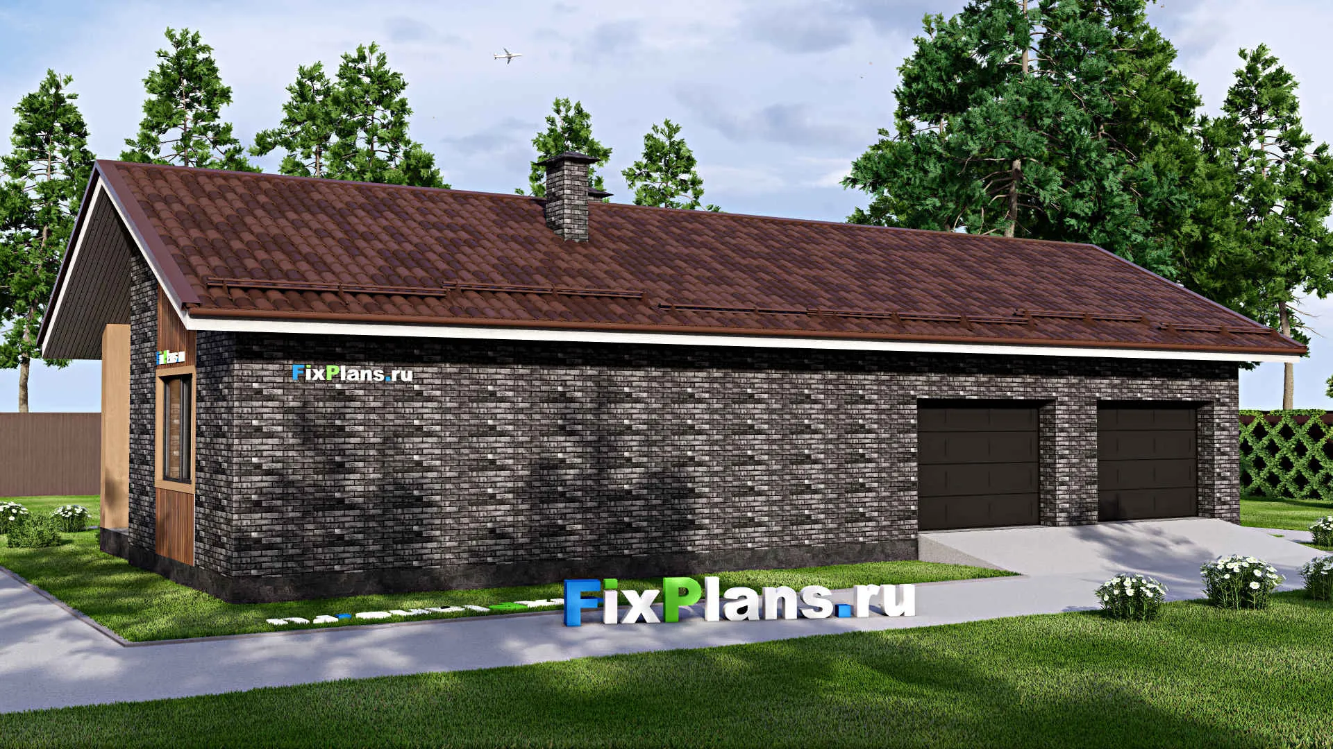 F-15002 - Проект бани 9 на 19, площадью 130 м² с комнатой отдыха, терассой и санузлом