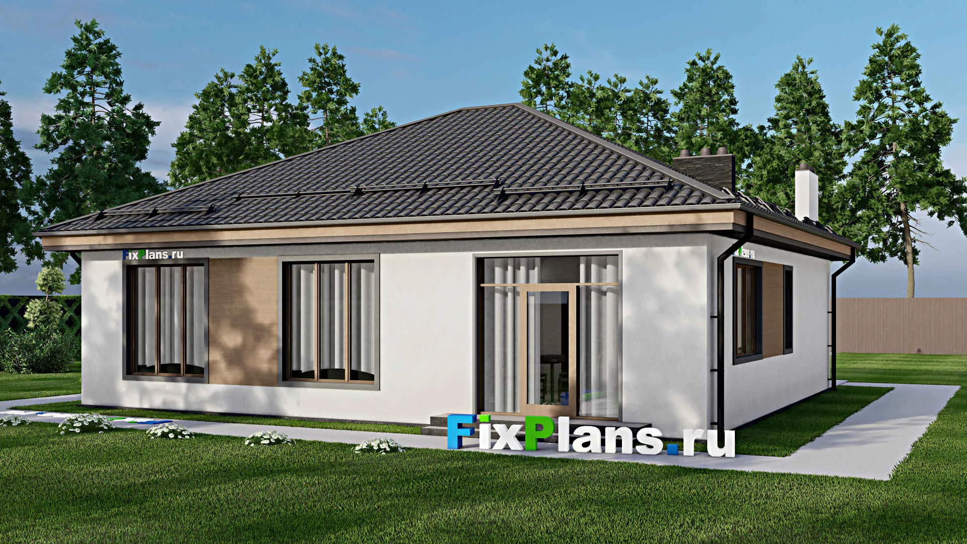 F-4166 - Проект одноэтажного дома 12 на 13, площадью 130 м² с 4 спальнями