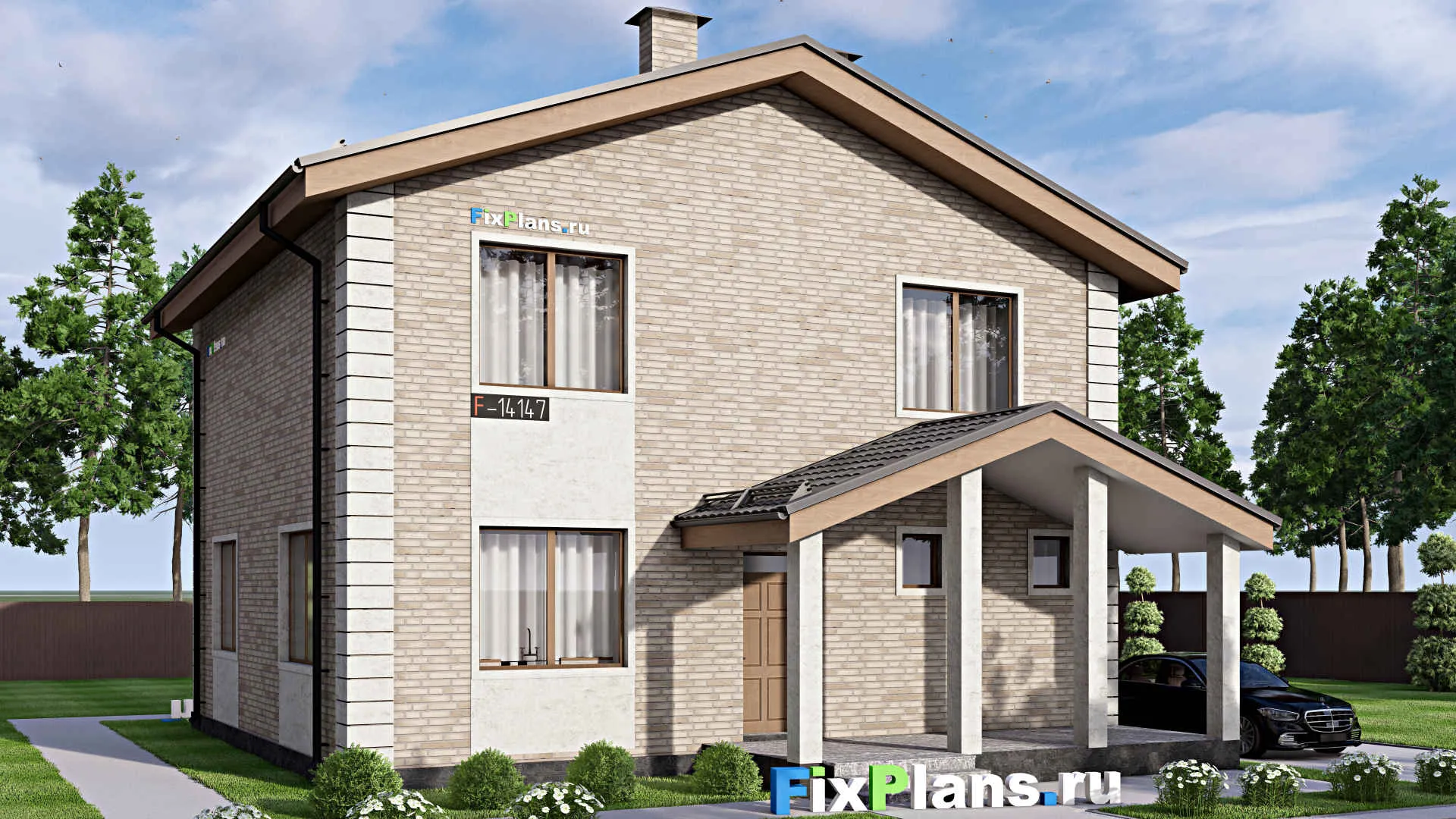 F-14147 - Проект двухэтажного дома 12 на 14, площадью 190 м² с 3 спальнями