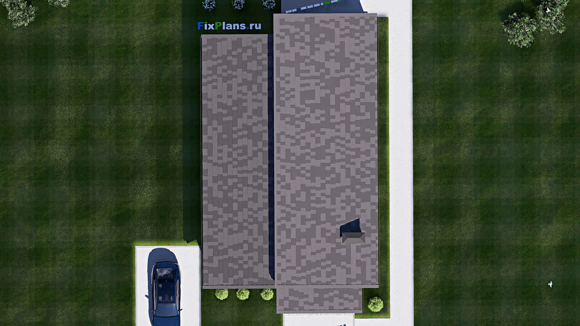 F-19457 - Проект одноэтажного дома 11 на 18, площадью 140 м² с террасой и 2 спальнями