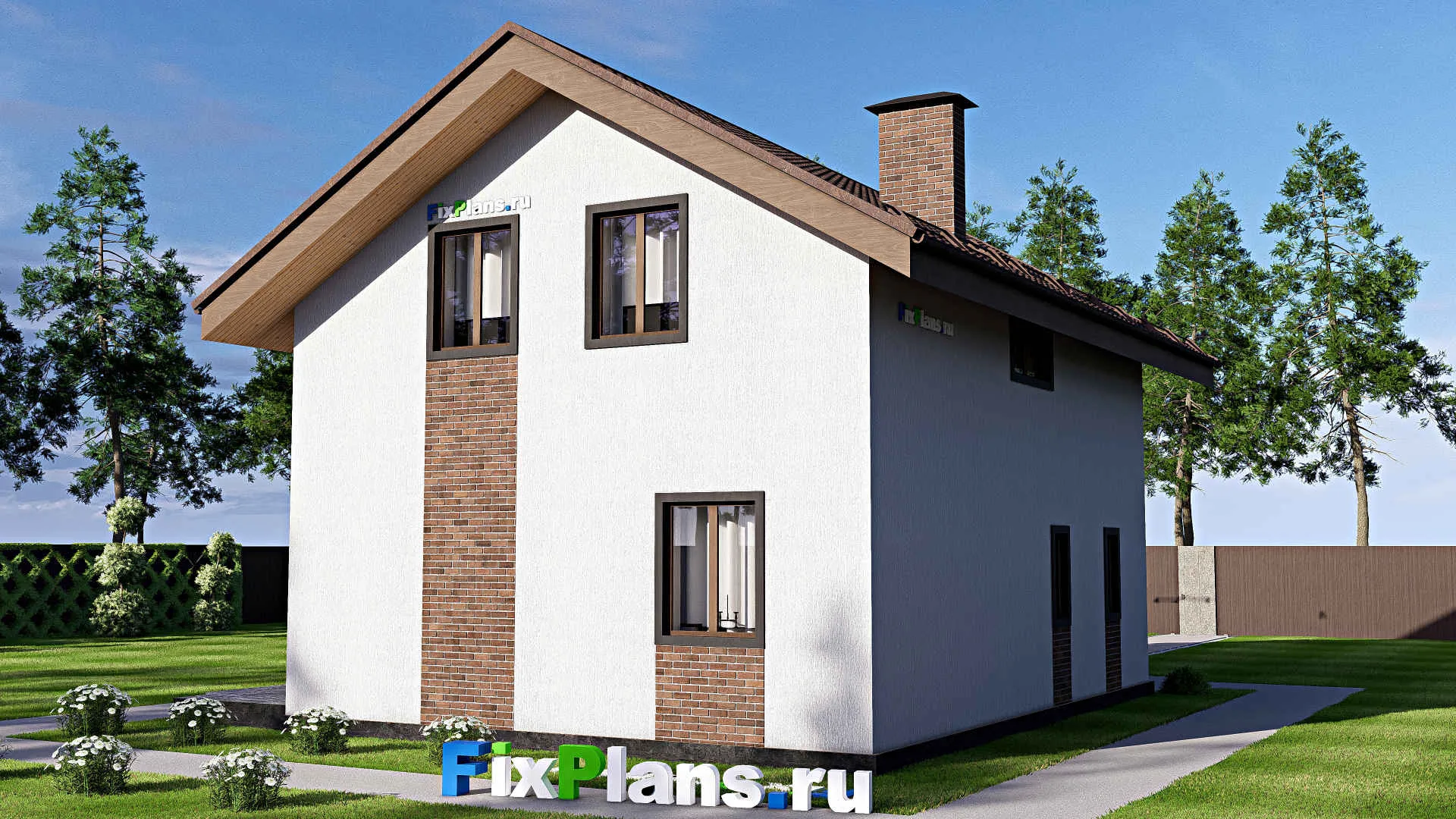 F-17603 - Планы дома с мансардой 11 на 12, площадью 150 м² с террасой и 2 спальнями