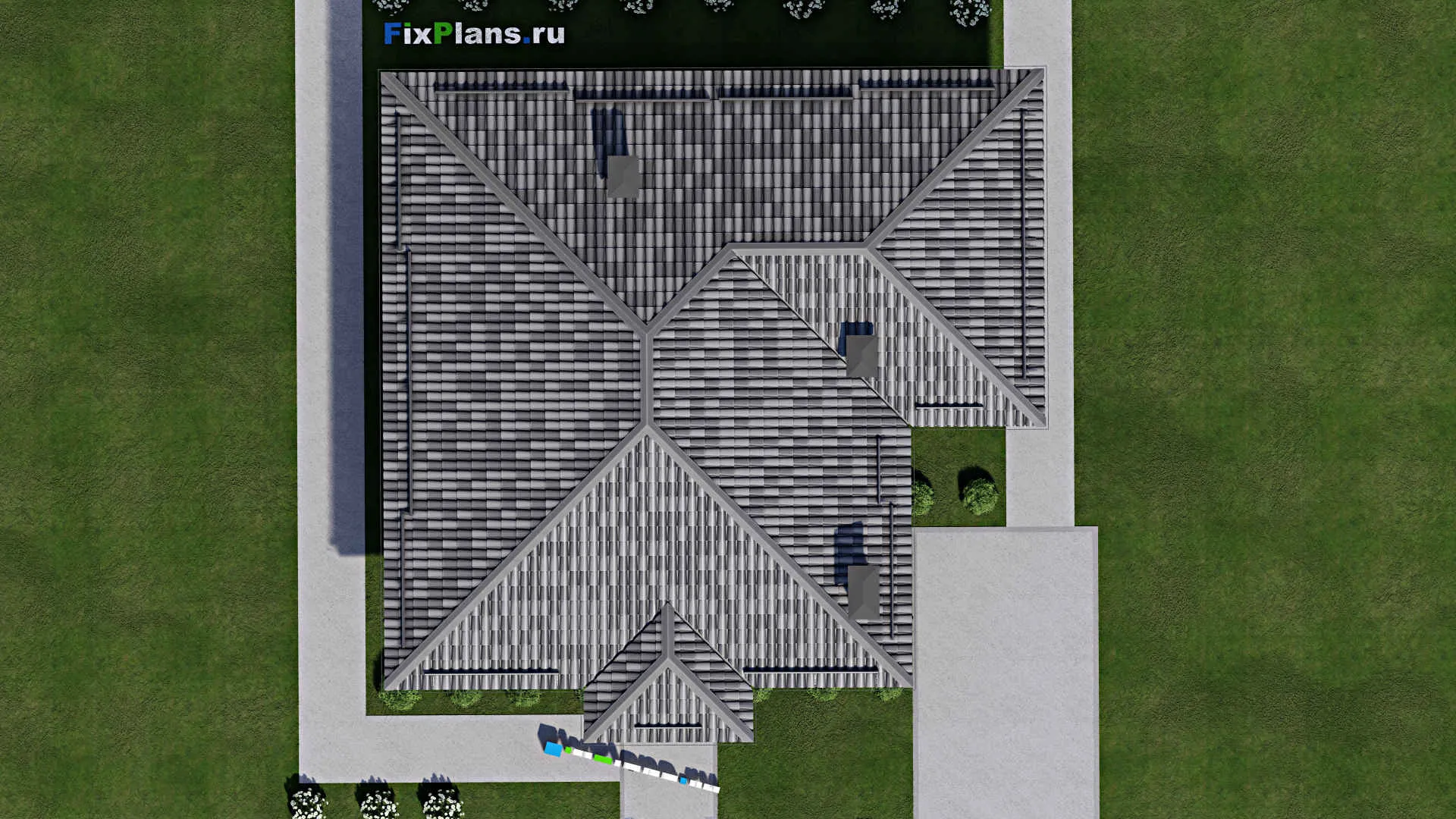 F-8828 - Проект одноэтажного дома 13 на 14, площадью 120 м² с террасой и 3 спальнями