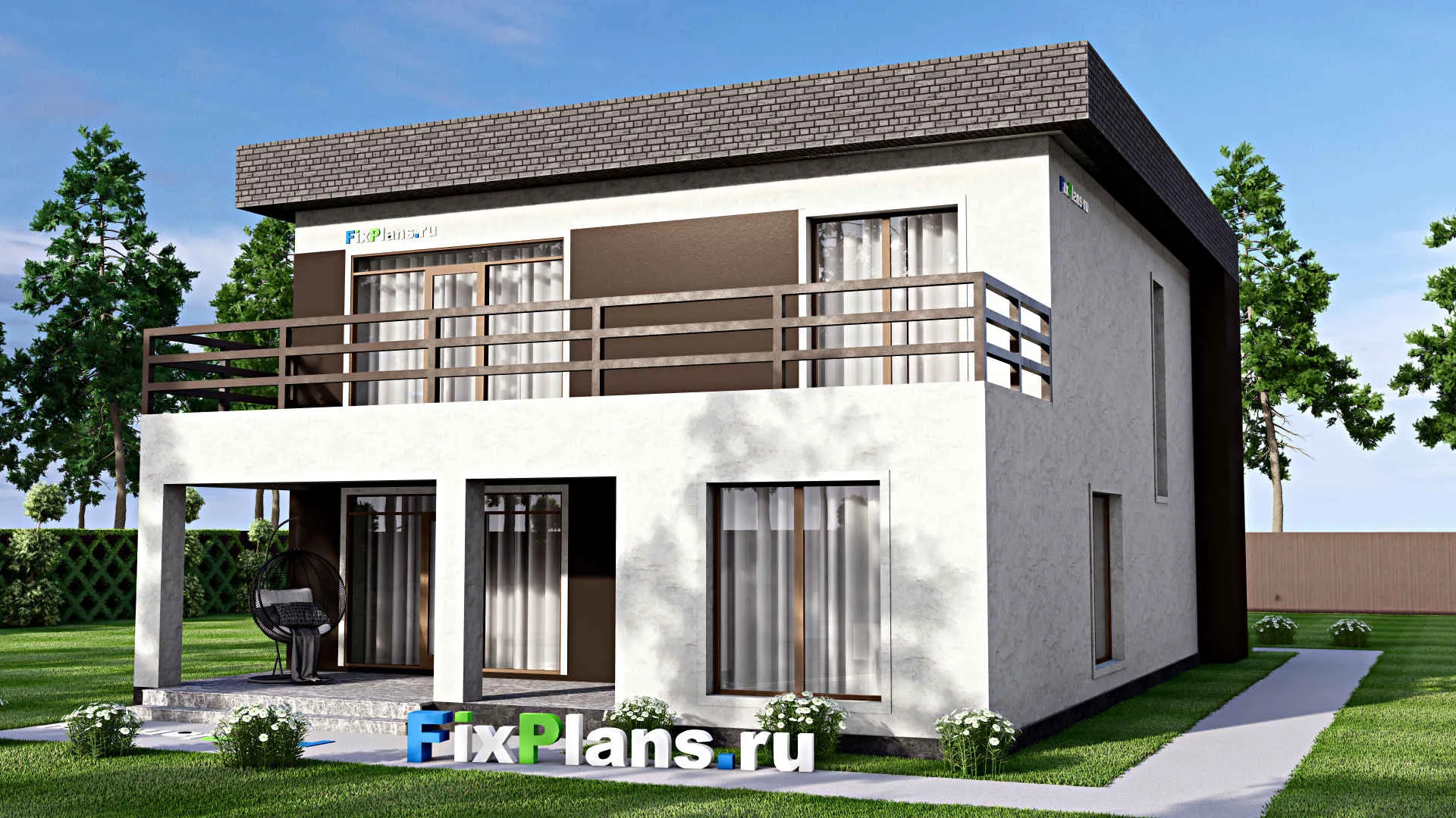 F-15389 - Проект двухэтажного дома 12 на 17, площадью 290 м² с террасой, балконом и 3 спальнями